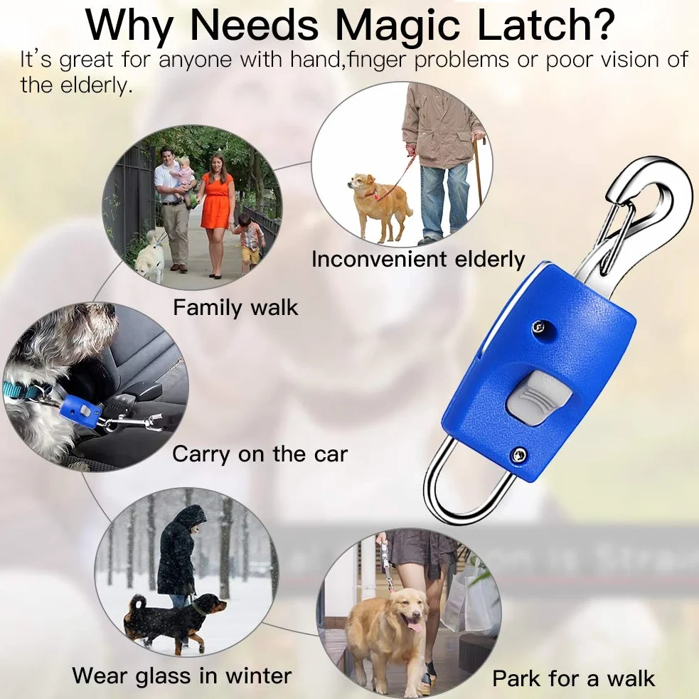 Magic Latch One-Touch-Release Łącznik smyczy dla psa magnetyczny automatyczny