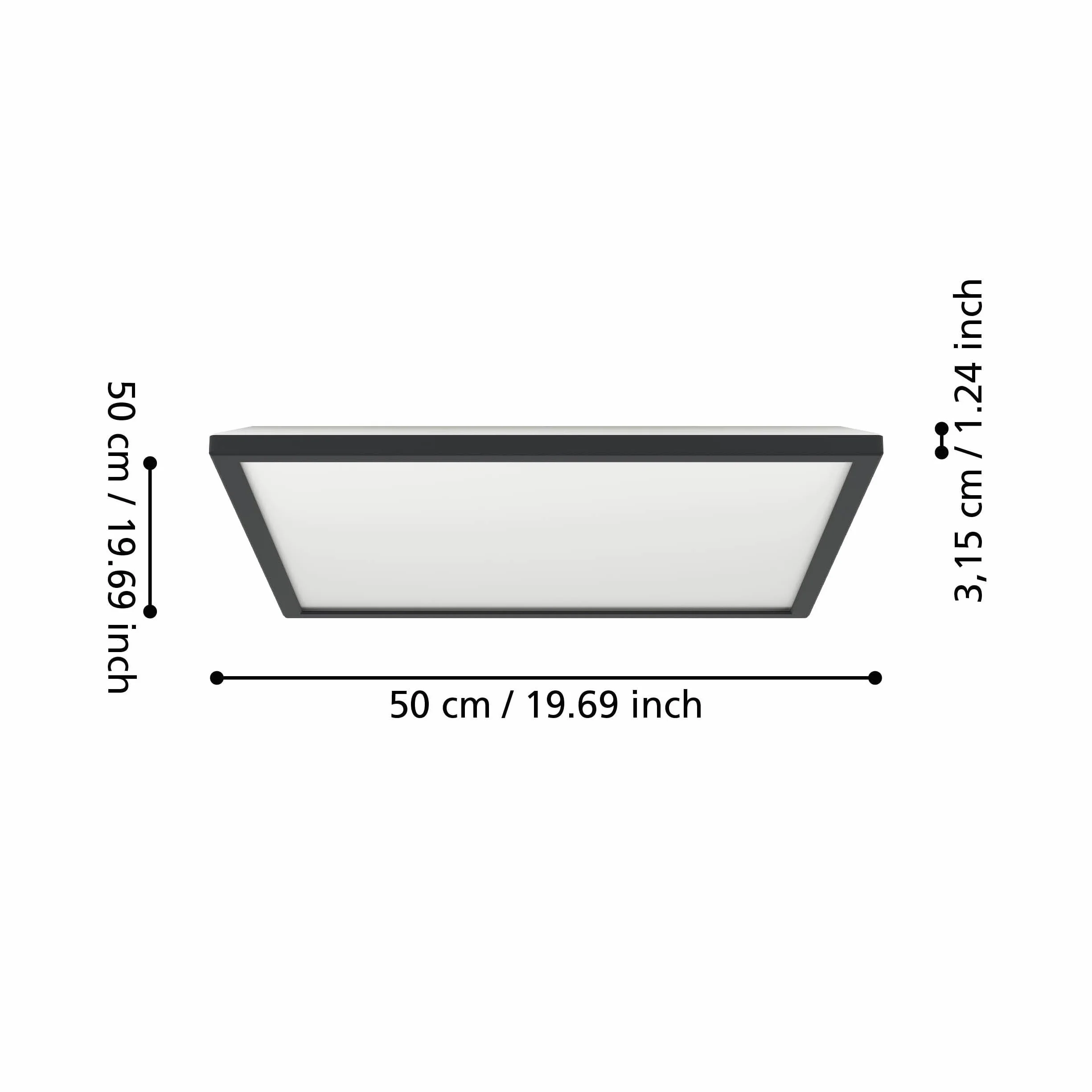 Eglo Rovito Lampa Sufitowa LED IP44 50x50 cm Czarno-Biała