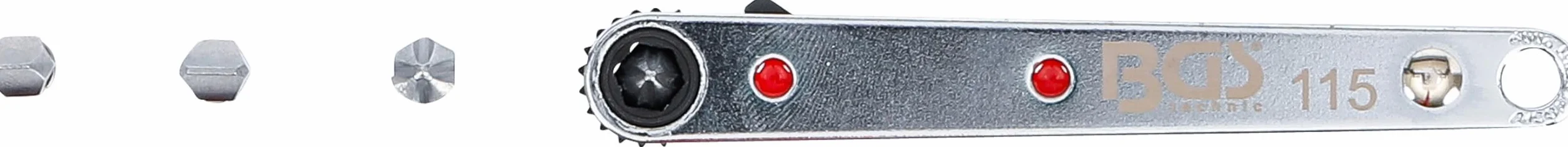 BGS 115 | Specjalna grzechotka do bitów, cienka | gniazdo sześciokątne 6,3 mm (1/4") | z 4 bitami specjalnymi