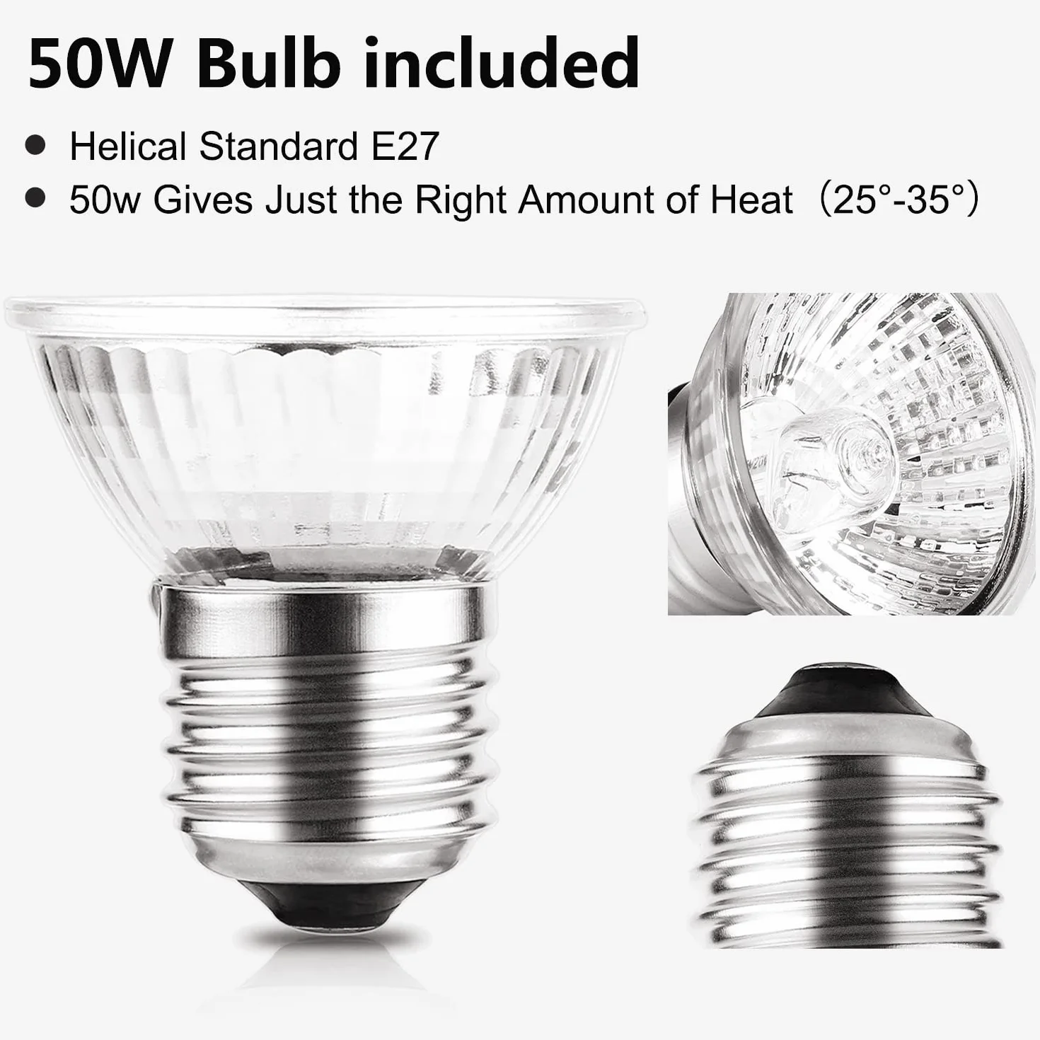 50W*4 Żarówki grzewcze Żółw, z grubym żarnikiem, Żarówka UVA UVB przeciwwybuchowa, Żarówka grzewcza do lampy gad akwarium, pełne spektrum halogenowe dla jaszczurki żółwia piskląt, E27