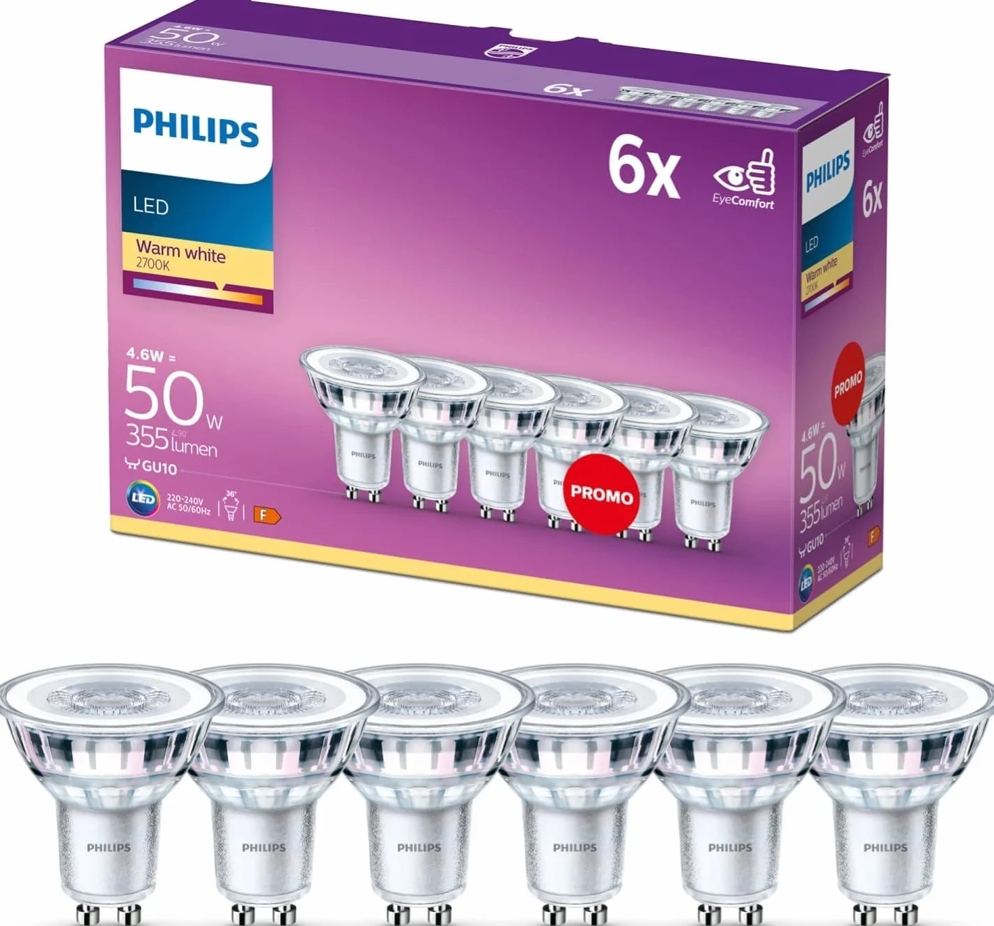 Philips Żarówka LED Szkło Przezroczysty 6 Sztuk