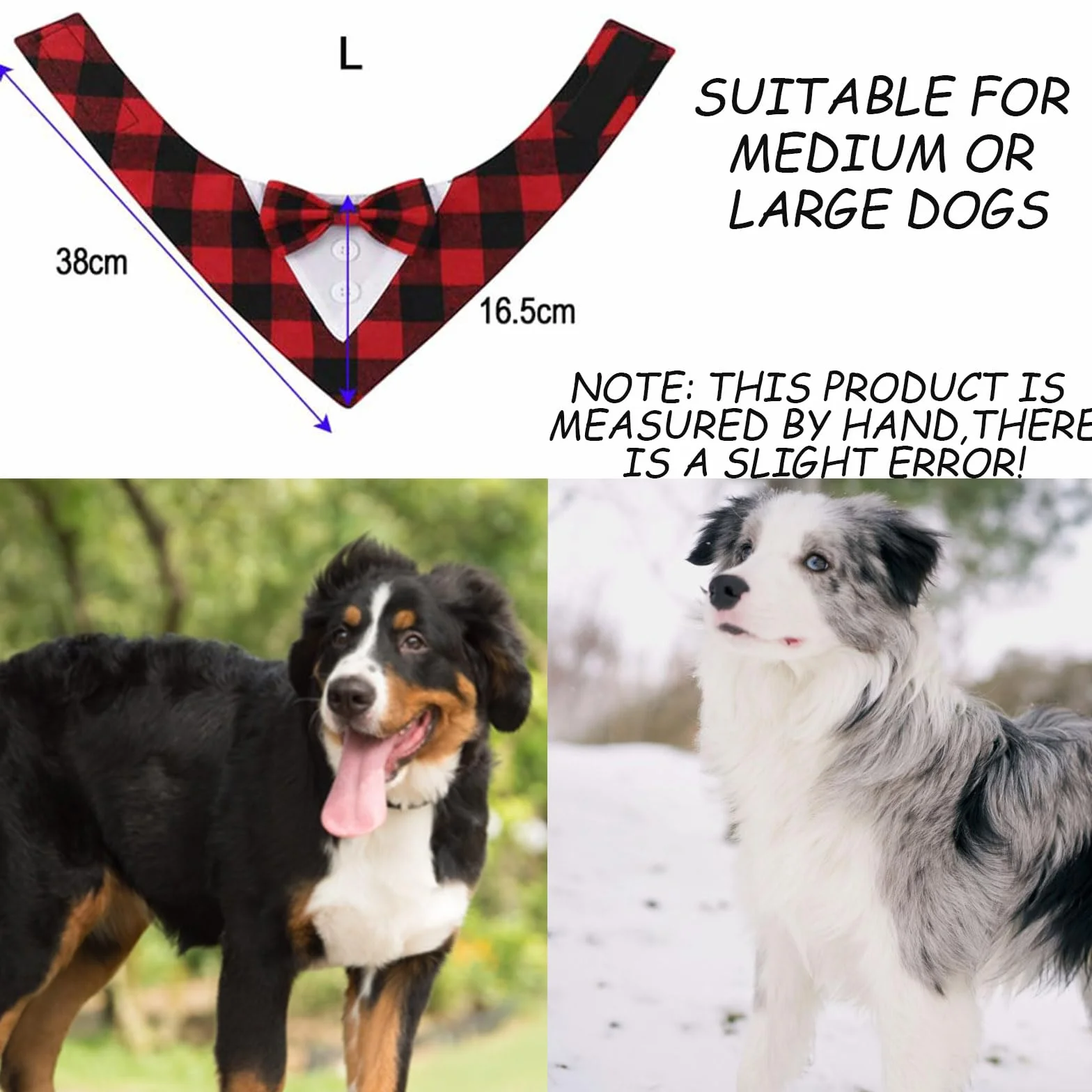 1 sztuka bandana smokingowa dla psa, formalna czerwona chustka na szyję dla psa, regulowana chustka dla psa, czerwona w kratę muszka dla psów, muszka dla psa kostium dla psa i kotów na wesele
