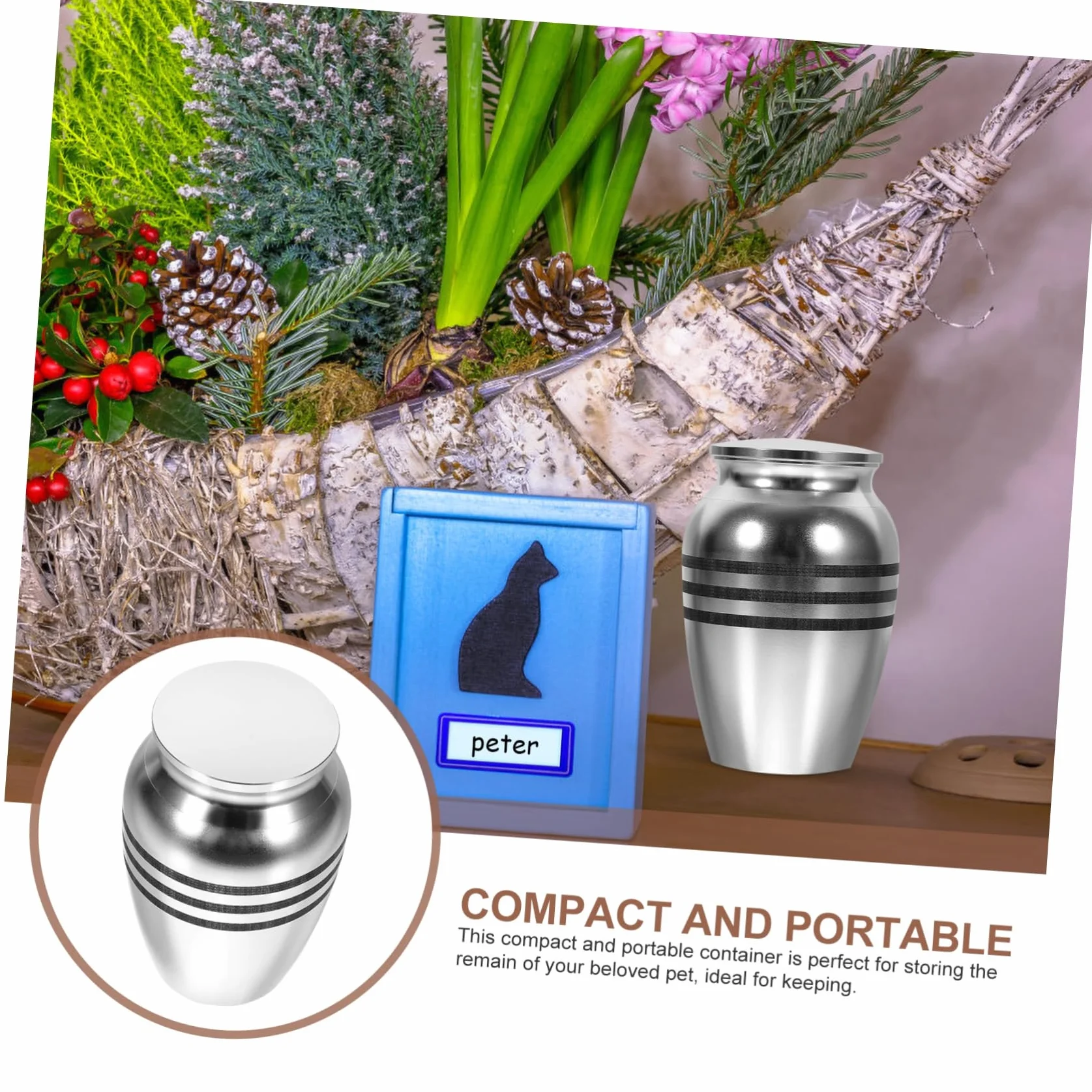 Pet Urn for Dogs and Cats Keepsake Ashes Container Stylish and Alloy Cinerary Casket for Pet Memorials