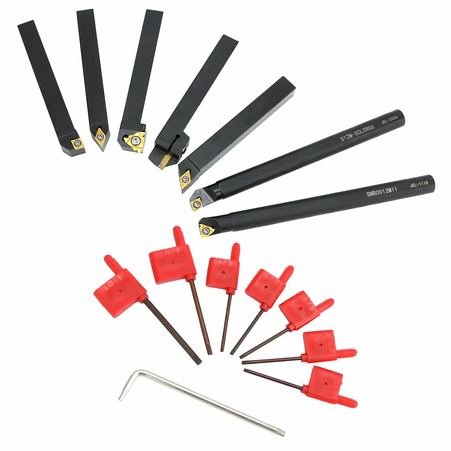 QWORK® 21 sztuk zestaw narzędzi tokarskich, dłuto tokarskie z możliwością wykrawania 12 mm, do różnorodnych prac precyzyjnych i tokarskich