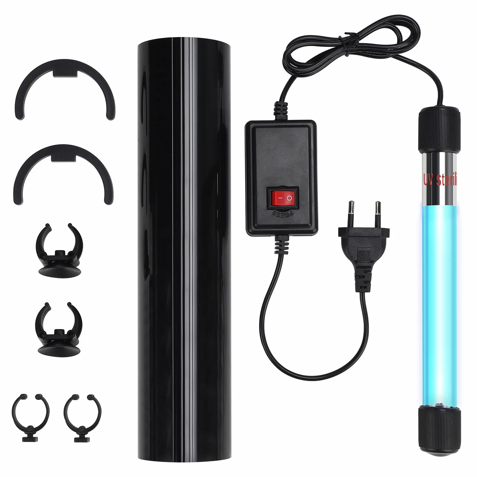SWAWIS Sterylizator UV 13W oczyszczacz do akwarium, 220V światło UV sterylizator do akwarium z przyssawką i pokrywką ochronną, domowy sterylizator UV lampa do podwodnej sterylizacji usuwania glonów