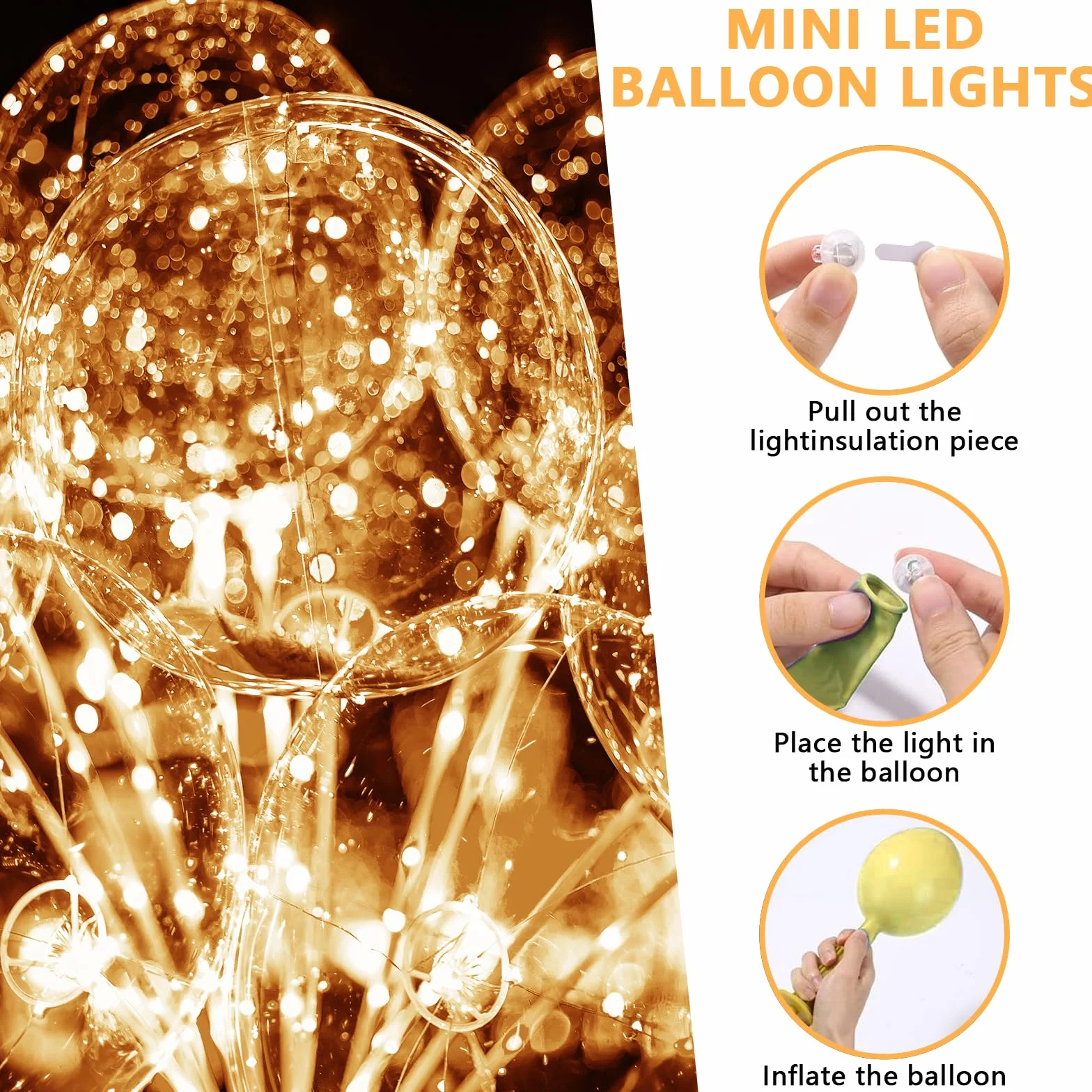 Lampki LED do balonów, mini balony LED, ciepła biel, dekoracja na imprezę