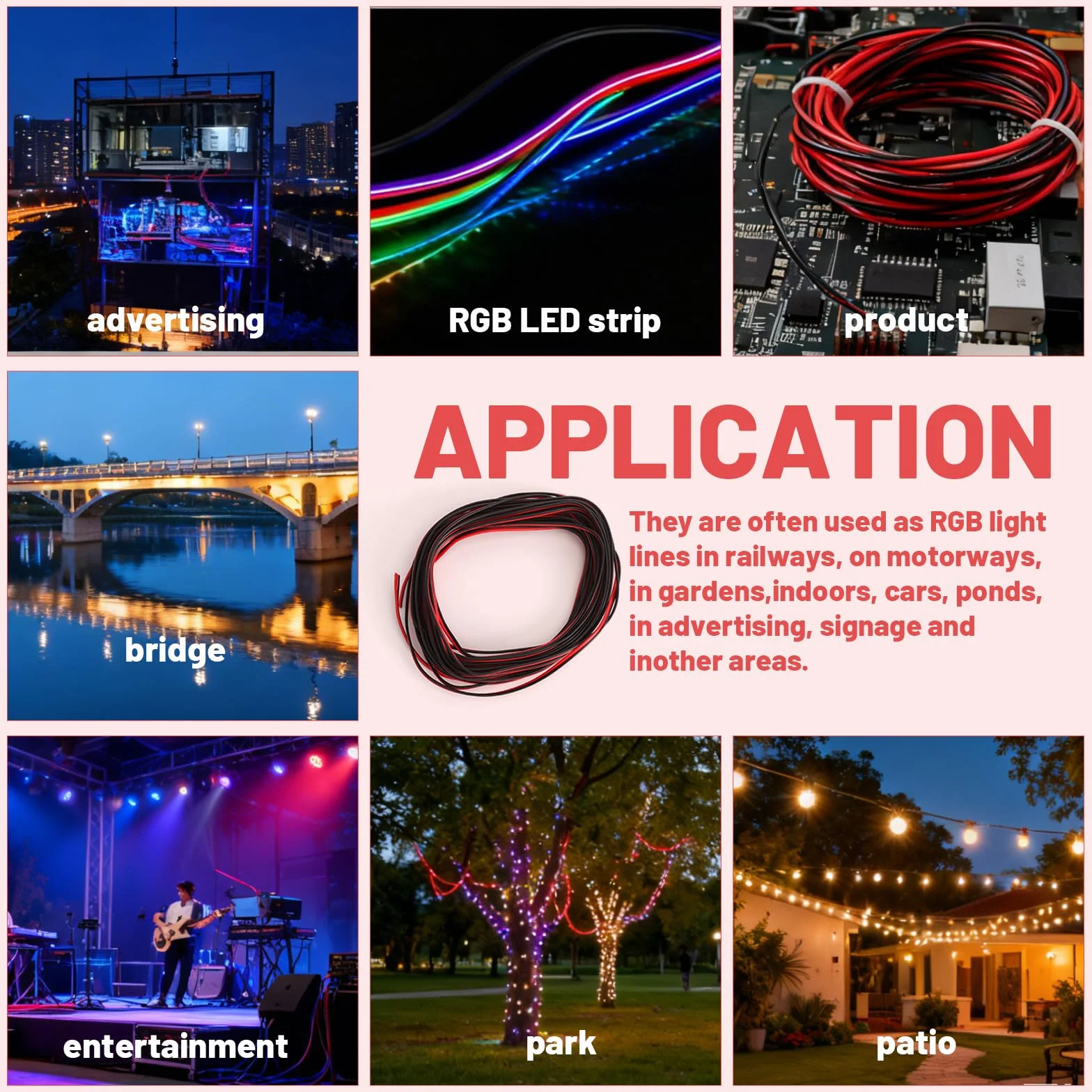 Przewód elektryczny TNSLAND 10 metrów 22AWG, 2-żyłowy czarny i czerwony przewód elektryczny, przedłużacz, kabel LED, 2-żyłowy do projektów DIY z taśmami LED i okablowania elektronicznego