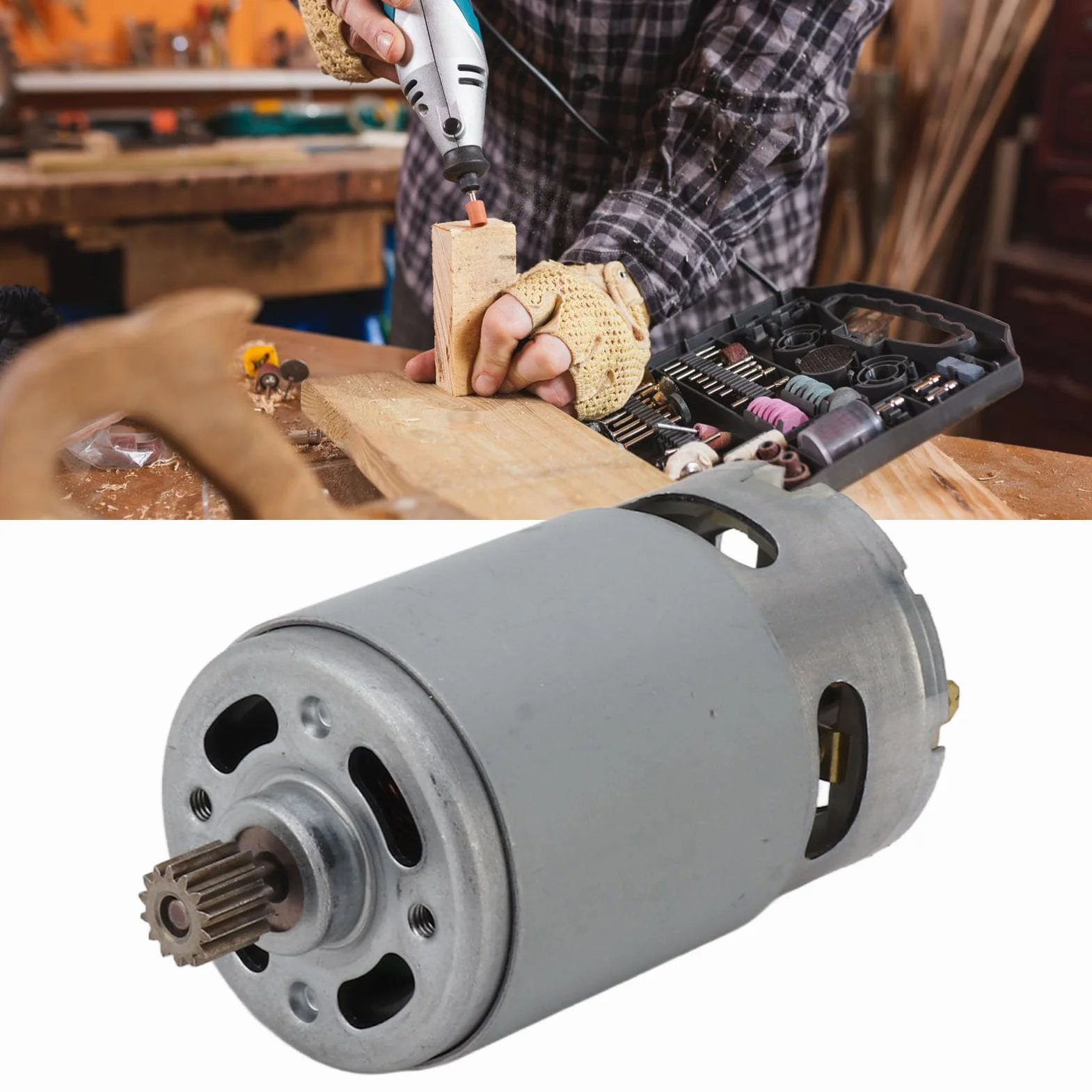 Silnik RS550 Prądu Stałego 8,2 Mm 14-zębowy Mikrosilnik z przekładnią 21 V 29800 Obr./min