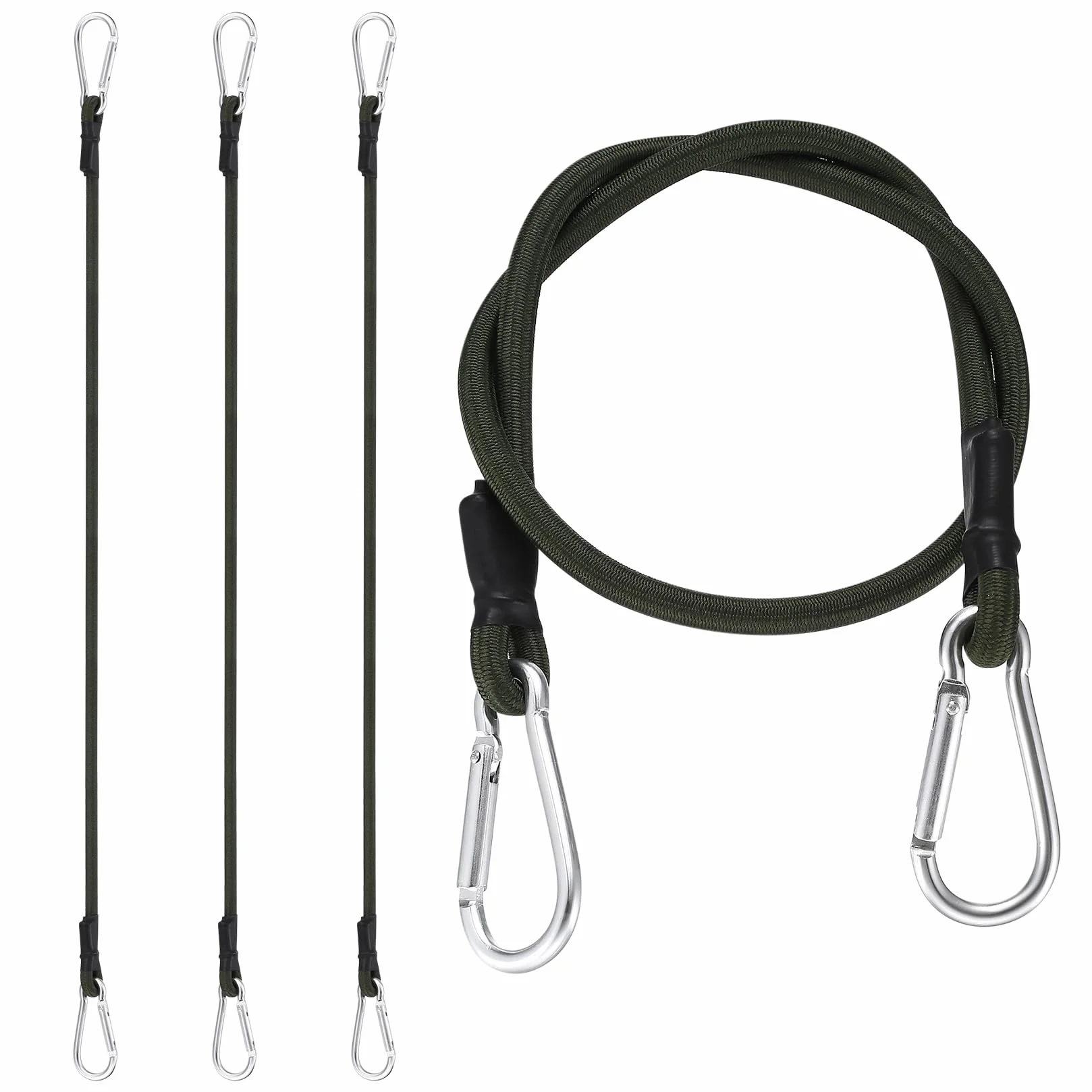 4 sztuki gumek napinających z karabińczykiem, 60 cm ekspander z haczykami, linka ekspanderowa z karabińczykiem, napinacz bagażu, gumowy napinacz do bagażu, pasy mocujące z haczykami, sznurek bungee do