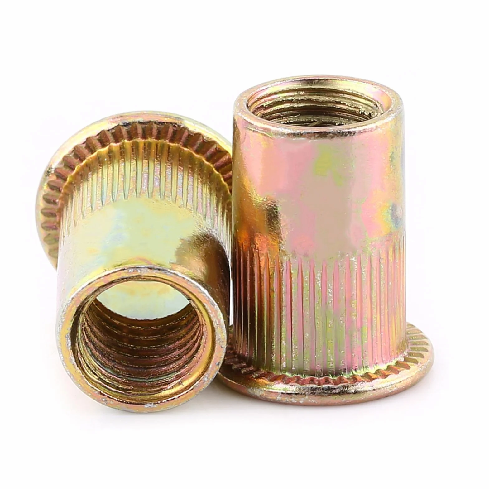 100/20 Stücke M3-M12 Kohlenstoffstahl Flache Gewinde Nietmutter Flansch Rivnut Nutsert Verschluss(M6/100pcs)