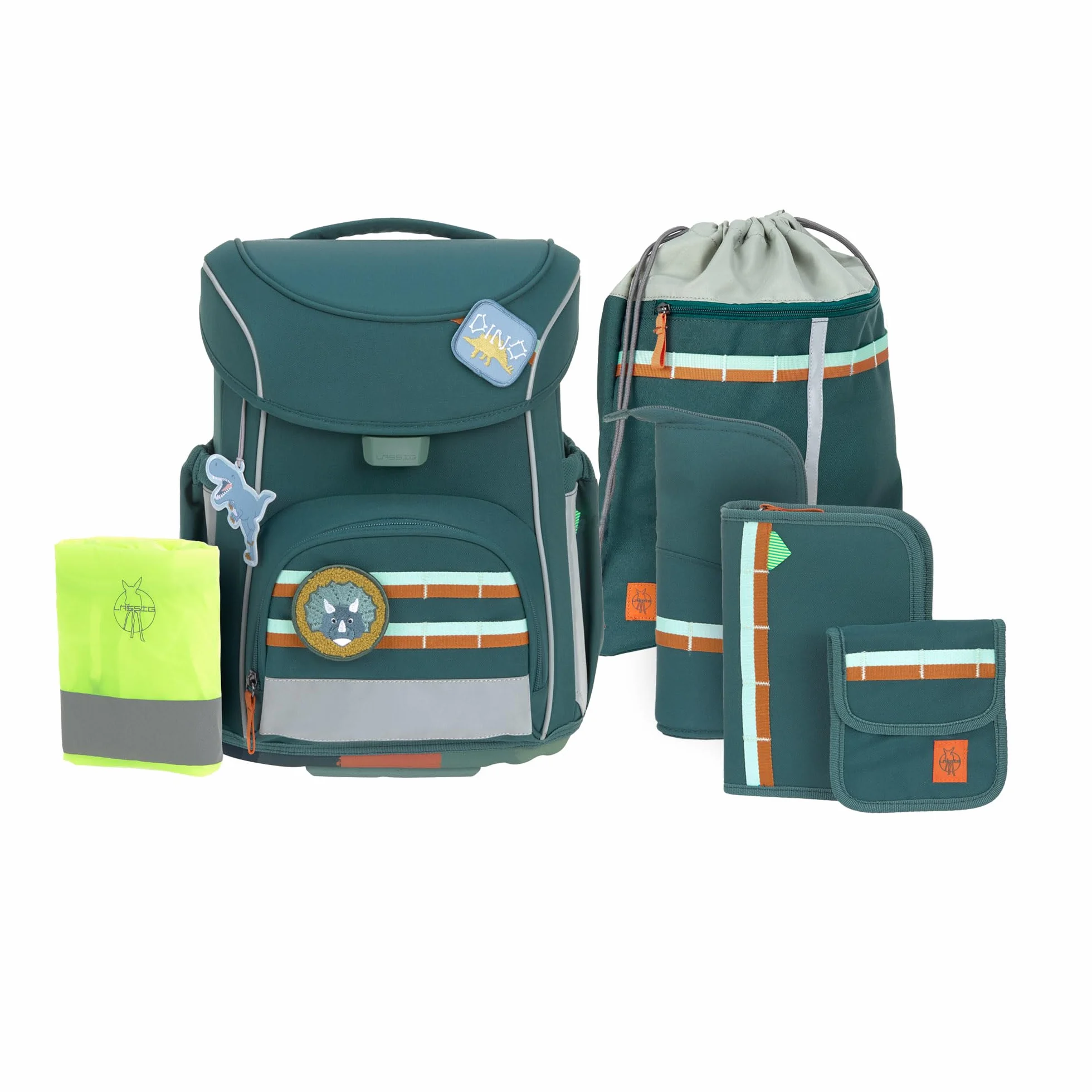 LÄSSIG 7-częściowy zestaw tornistrowy dla dzieci/szkolny Slim Unique Dark Green