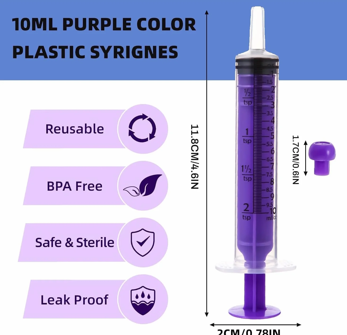 Strzykawka do karmienia z tworzywa sztucznego, zestaw 22 jednorazowych strzykawek 10 ml, plastikowa strzykawka z nakrętką, strzykawka do karmy, pakowana pojedynczo dla kotków, szczeniaków, małych