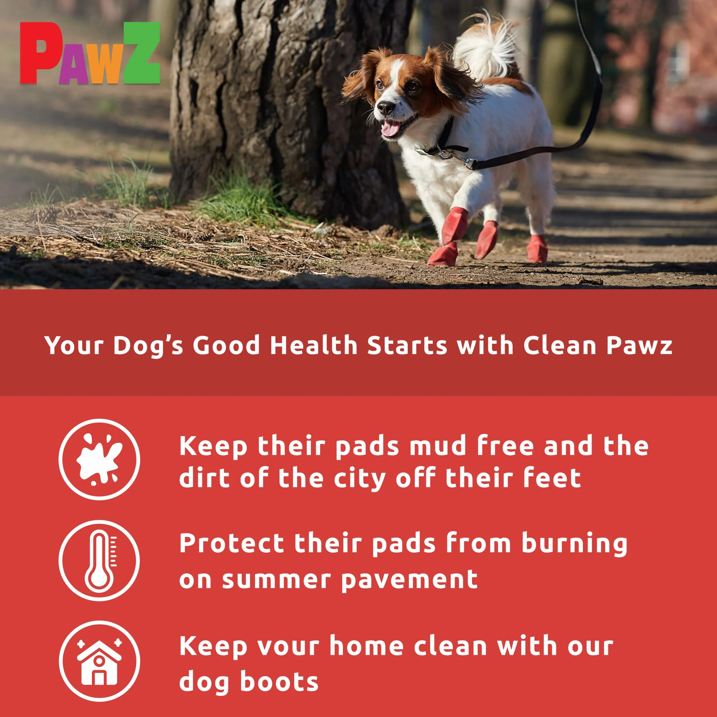 Pawz Durable All Weather Dog Boots, czerwone, małe