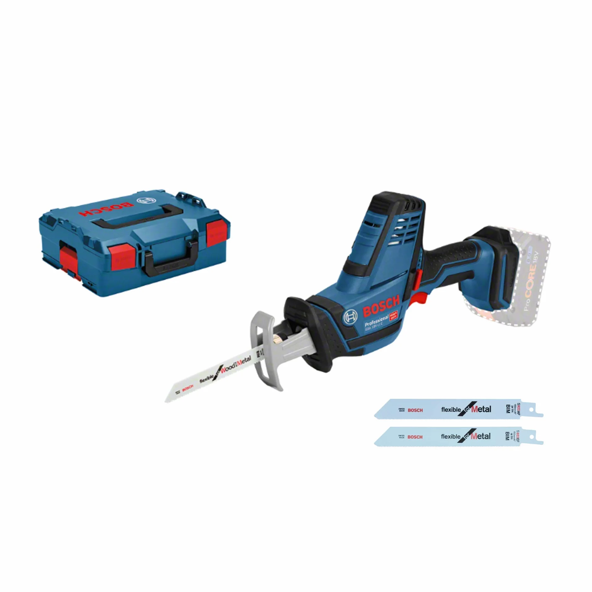 Bosch Professional system 18V: akumulatorowa piła szablasta GSA 18V-LI C (3 brzeszczoty do pił szablastych, walizka L-BOXX)