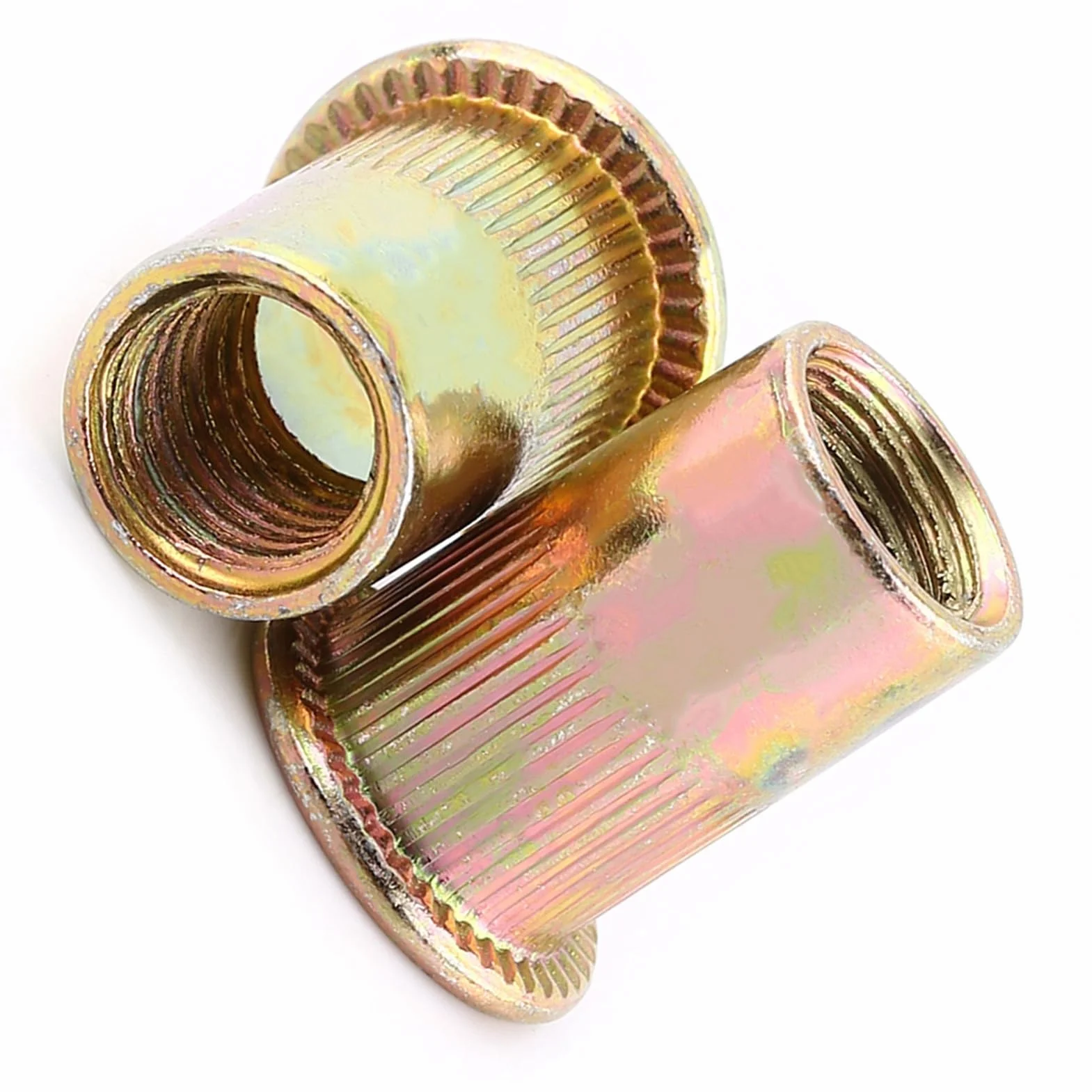 100/20 Stücke M3-M12 Kohlenstoffstahl Flache Gewinde Nietmutter Flansch Rivnut Nutsert Verschluss(M6/100pcs)