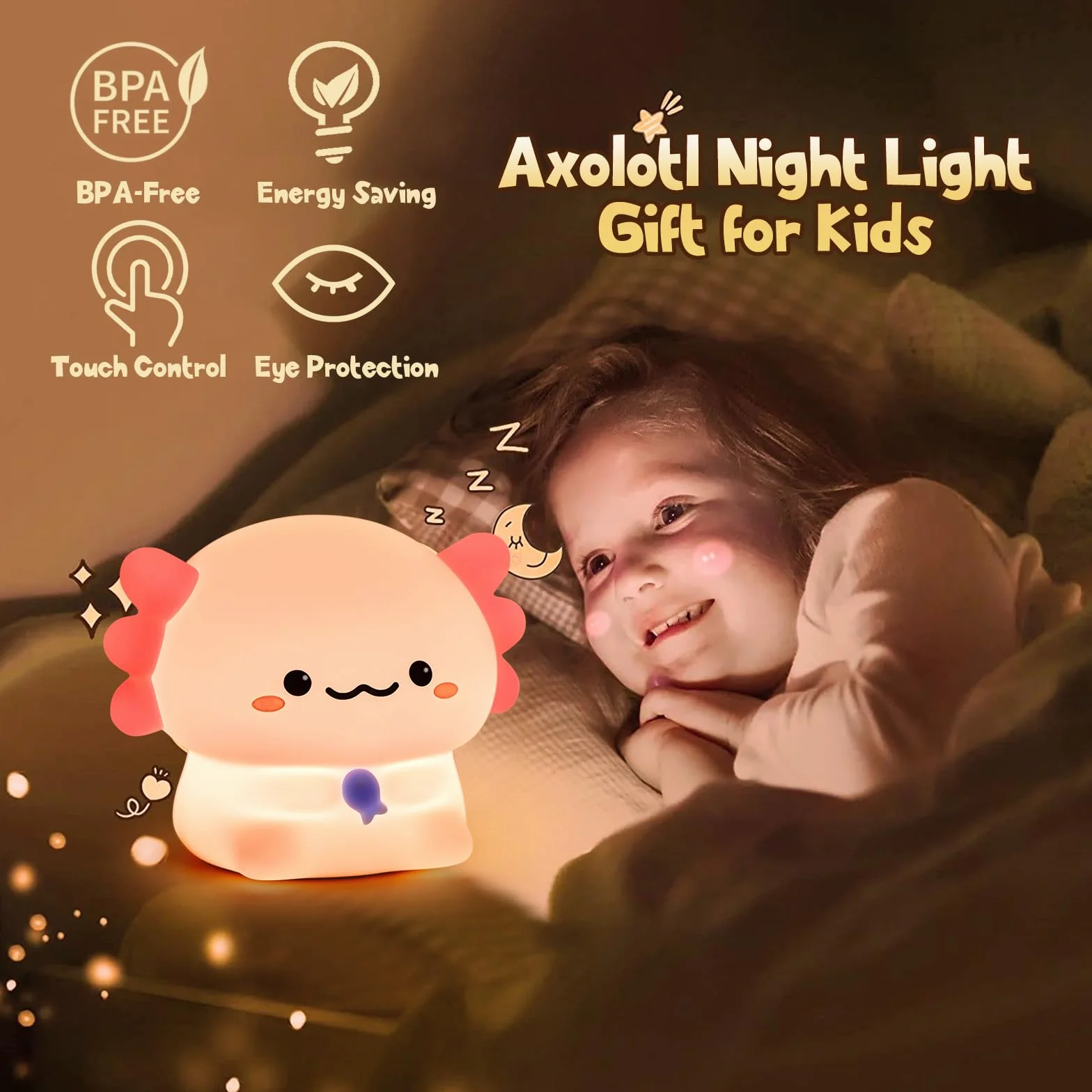 GIBOHOM Lampka nocna aksolotl dla dzieci