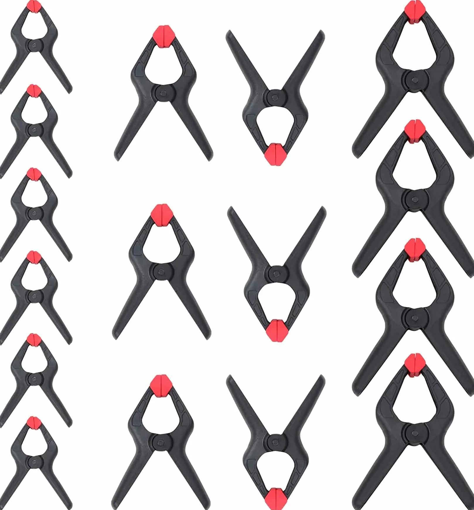 Workpro W001400A Zestaw Nylonowych Zacisków Sprężynowych, 16-Częściowy, 4 Sztuki 16,5 cm, 6 Sztuk 11,4 cm, 6 Sztuk 8,9 cm