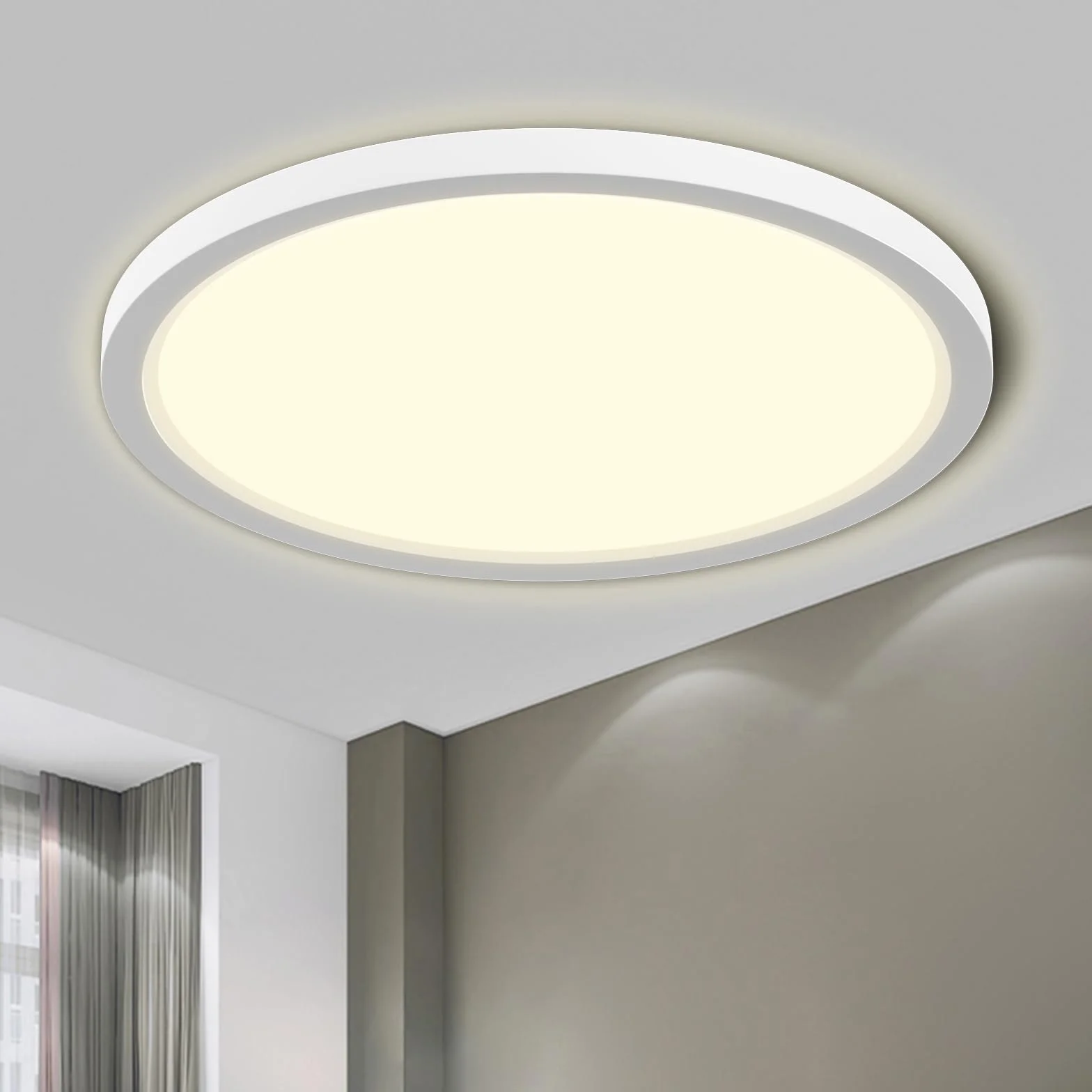 LQWELL® Lampa sufitowa LED, wodoodporna IP44, okrągła, płaska, 50W, 4000K, 5500LM, nowoczesna, prosta, cienka, do salonu, łazienki, sypialni, kuchni, balkonu, piwnicy, 600 * 25 mm