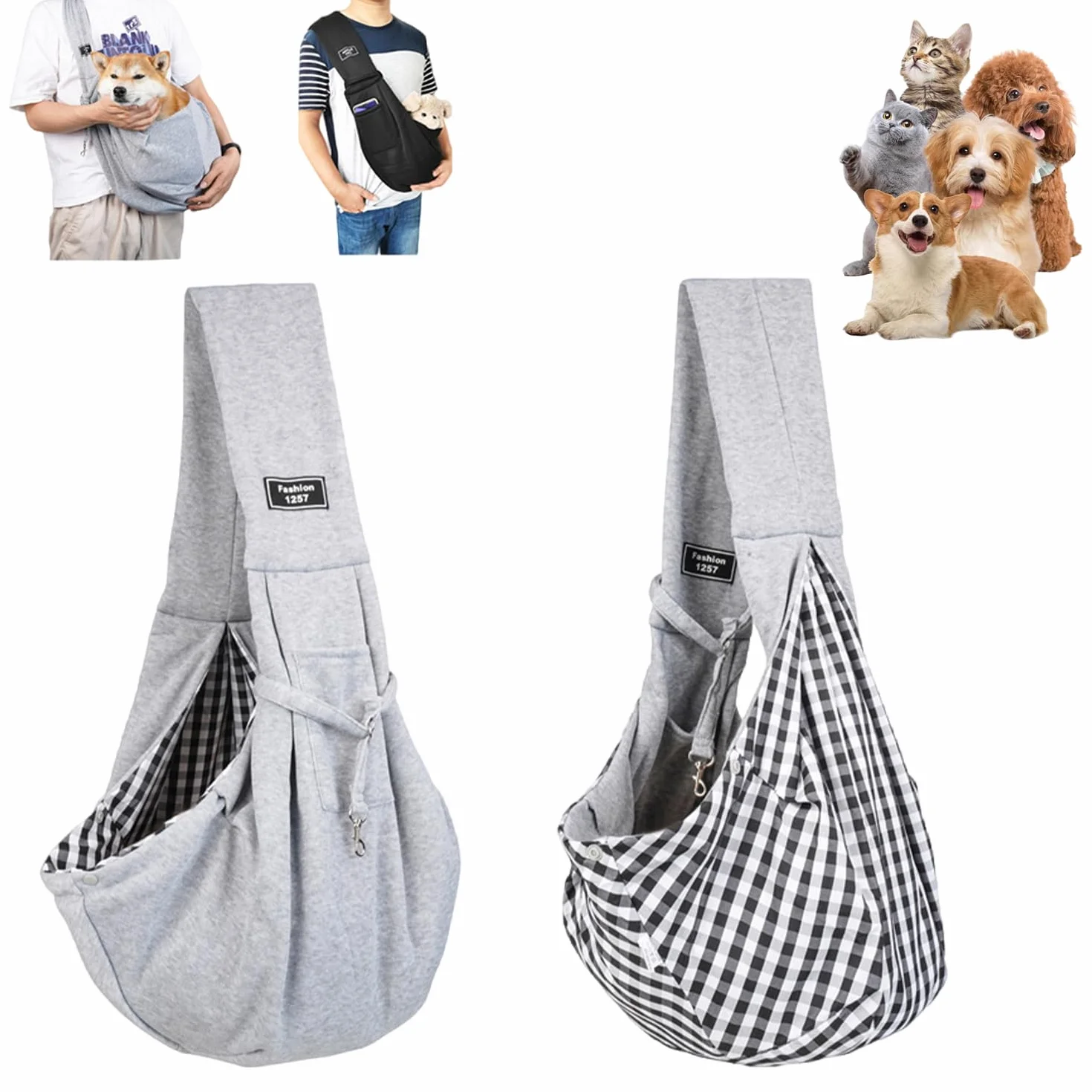 Torba do noszenia psa, plecak dla psa, do 10 kg, przenośna, regulowana, torba dla małych zwierząt domowych, na spacery, aktywności na świeżym powietrzu (szara)