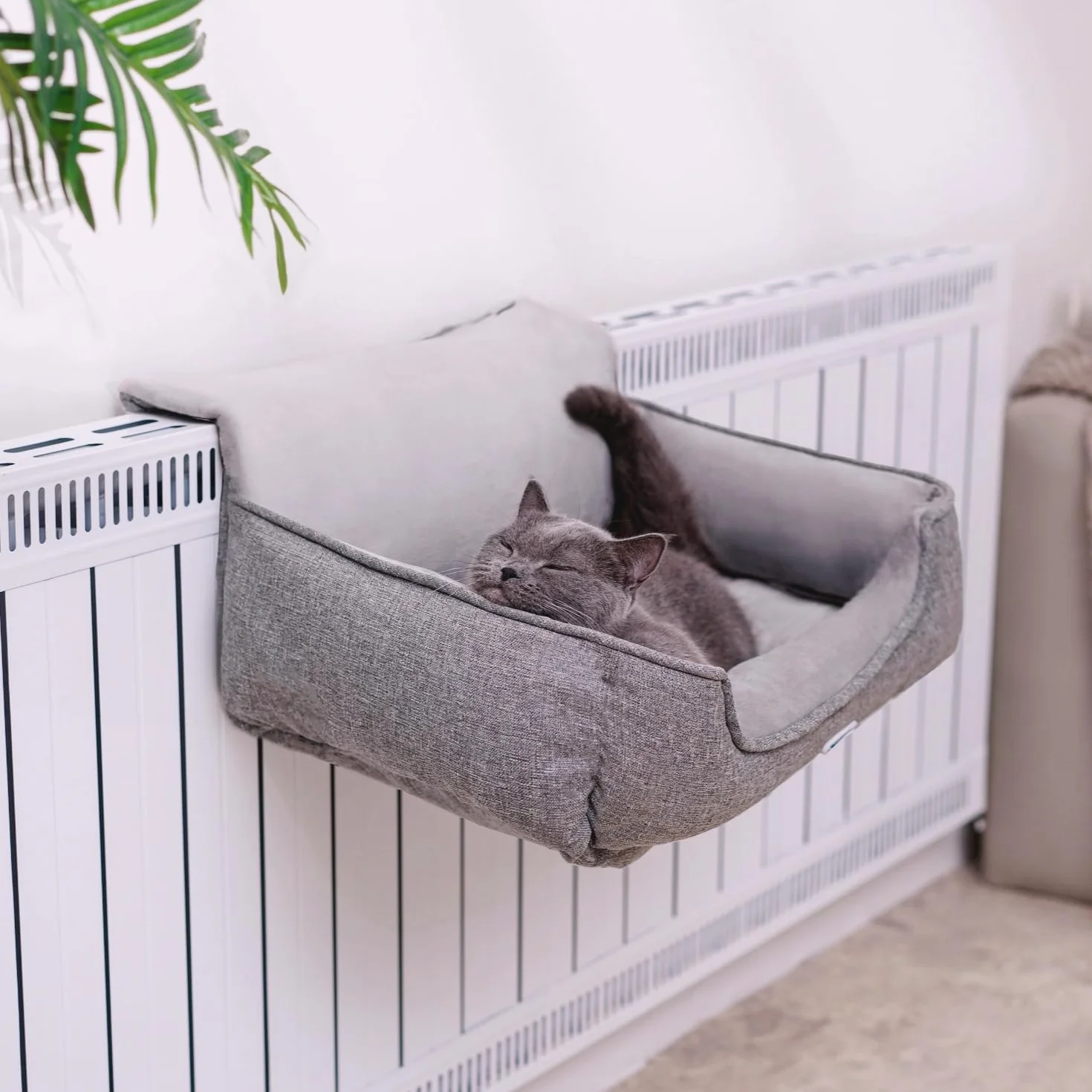 Happi N Pets Legowisko dla Kota do Grzejników - Przytulny Leżak, Regulowany Hak, Hamak, Szary