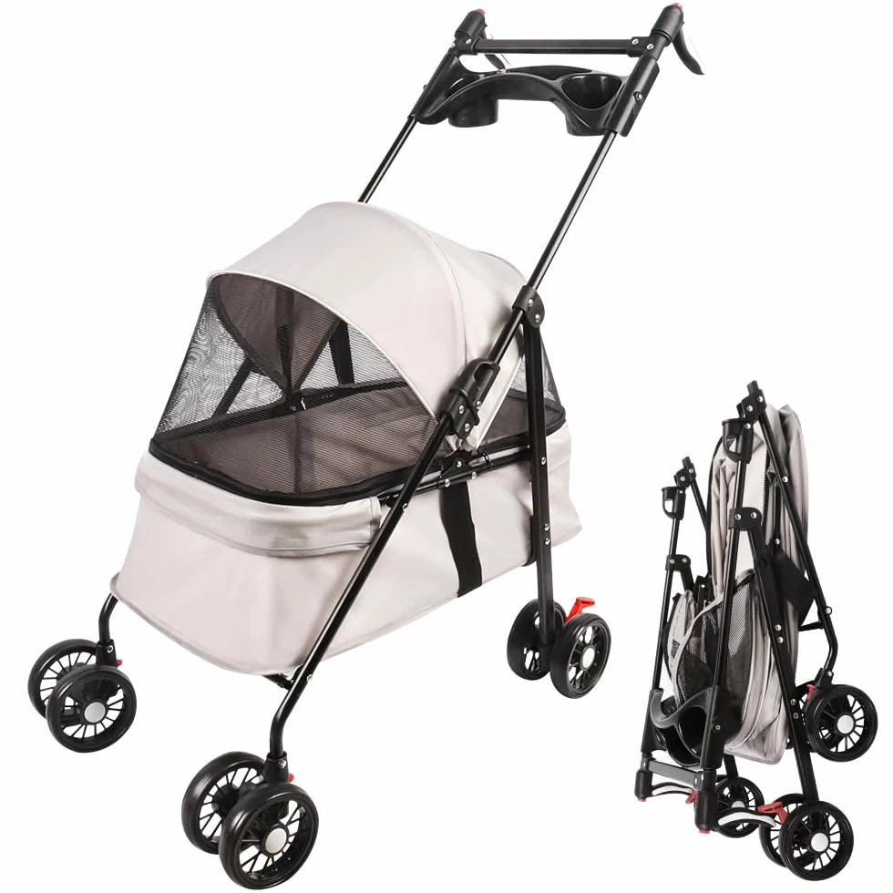 Homewell Wózek składany dla psa i kota, do 15 kg (szary)