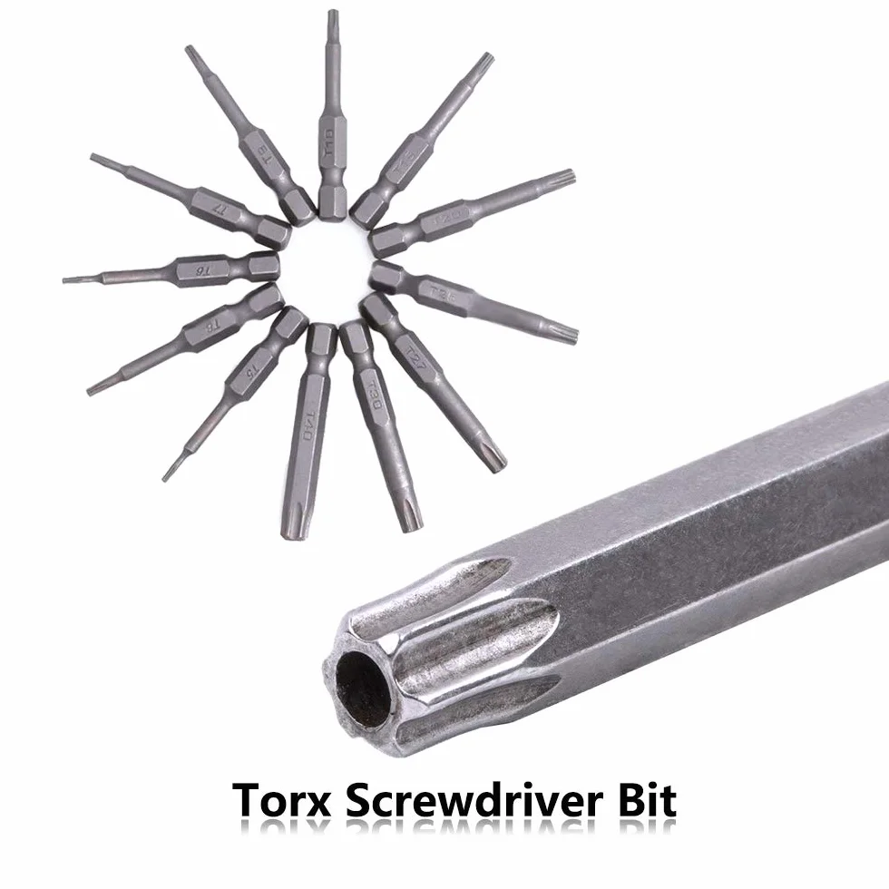 Zestaw 12 bitów Torx T5-T40 magnetycznych wkrętaków ze stali S2 1/4 cala (50 mm długości)