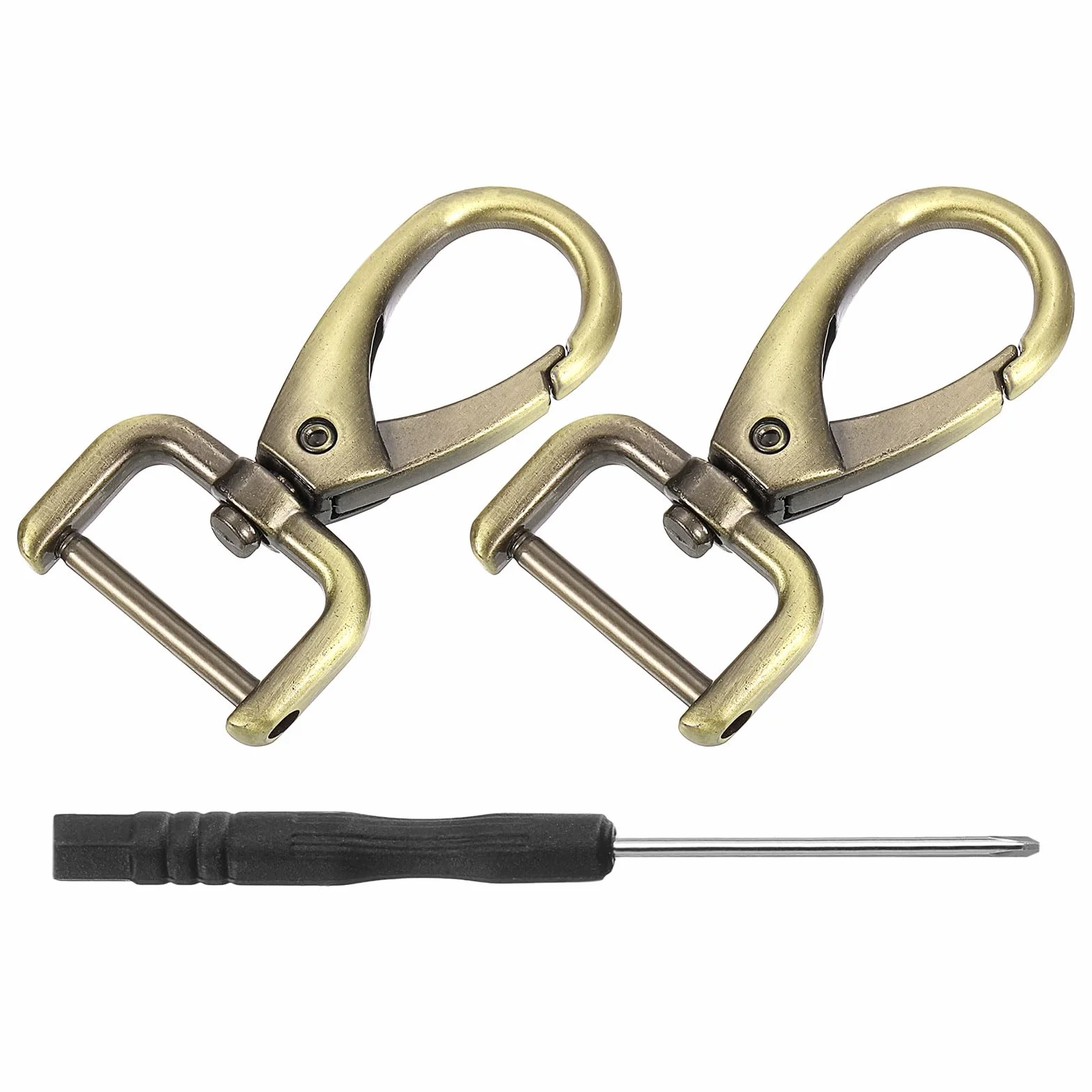 QUARKZMAN 2 szt. Obrotowy haczyk 19 mm (3/4") D Pierścień odpinany karabińczyk metalowy hak z pazurem zapięcie na haczyk ze śrubokrętem do torebki na klucze DIY Brąz