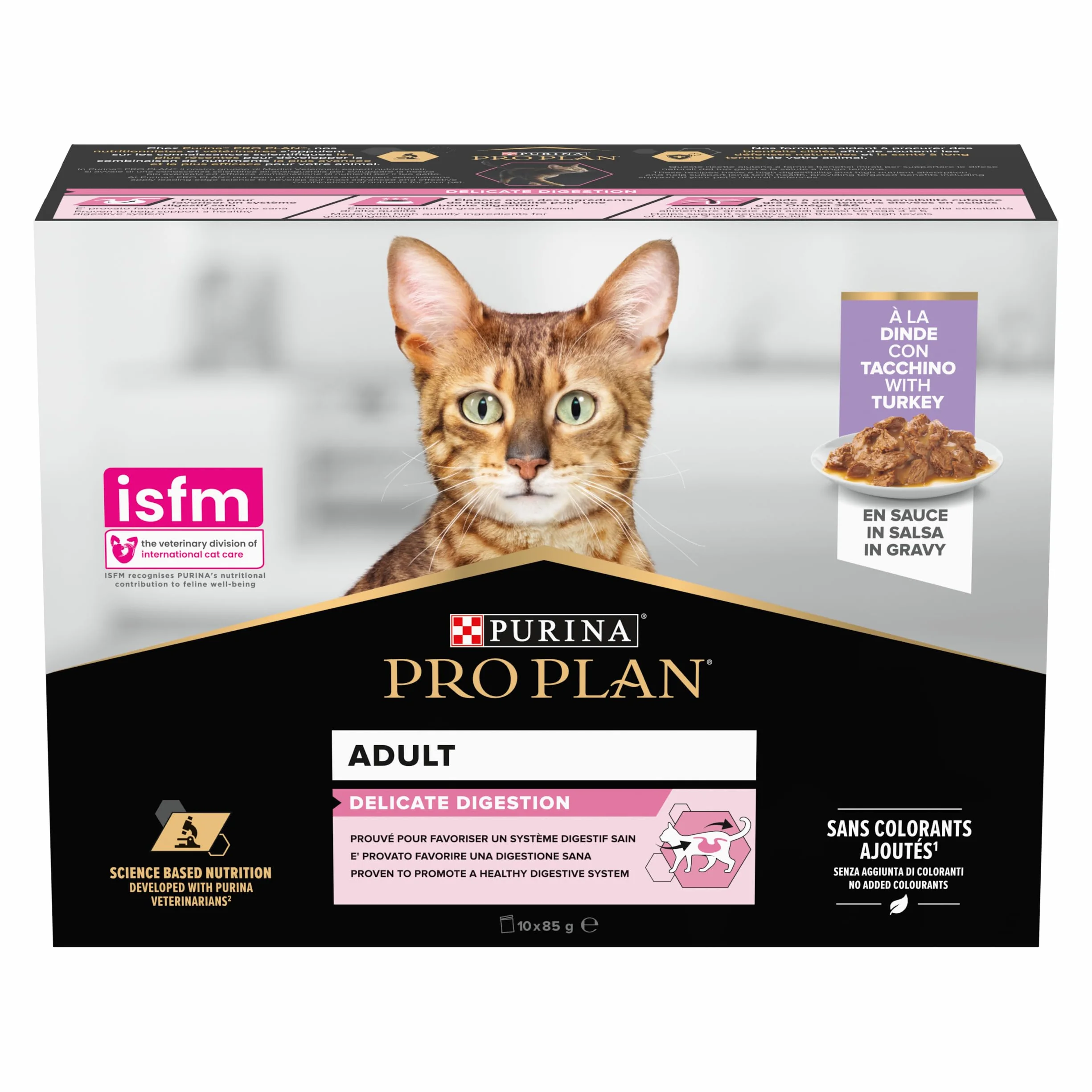 PRO PLAN Karma mokra dla kotów Adult Delicate Digestion Delikatne kawałki z Indykiem w sosie 10x85g