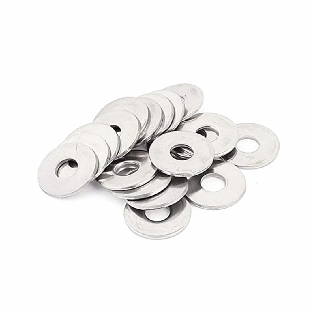 50 sztuk M6 podkładka ze stali nierdzewnej 304 szerokie płaskie podkładki 18 mm metalowe metryczne płaski błotnik duży element dystansowy do śrub