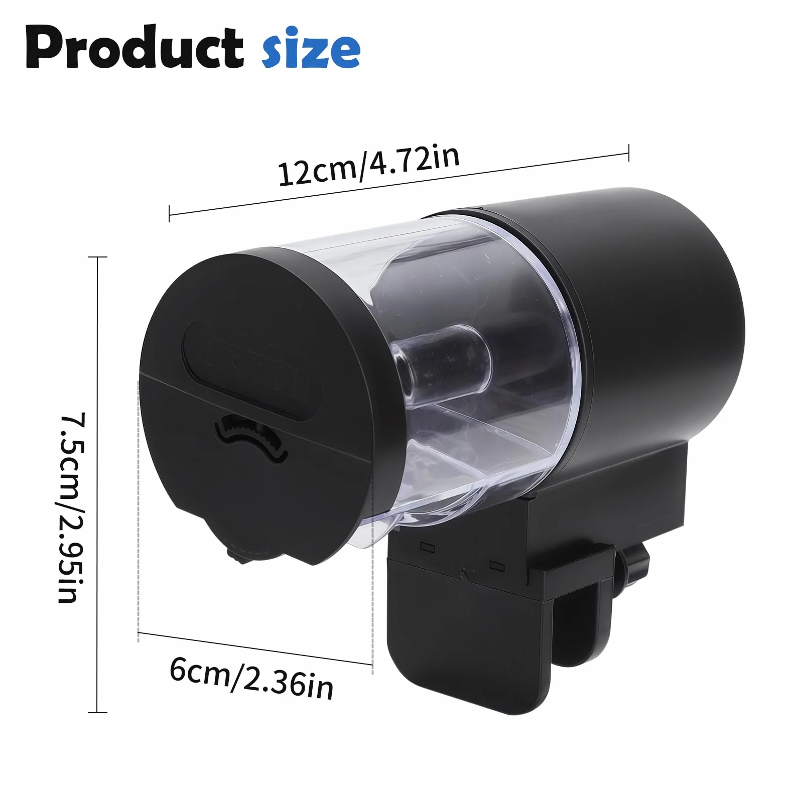 Automat do karmy dla ryb, automatyczne karmienie z 7 stopniami i dużą pojemnością 100 ml, z osłoną odporną na wilgoć, cicha praca, do biura, domu i osób starszych