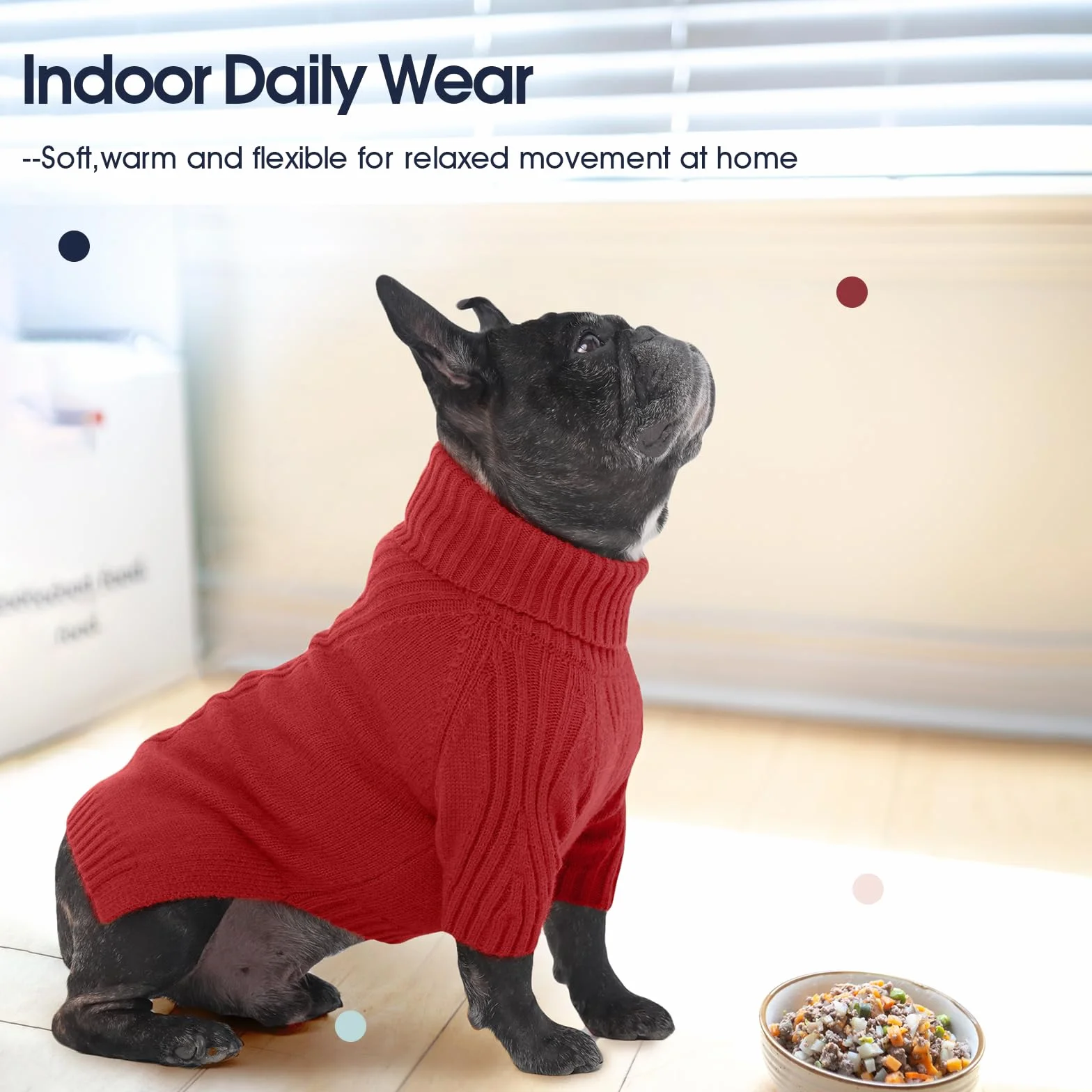 IECOii Sweter świąteczny dla psa, XXL, z długim rękawem, golf, dla bardzo dużych psów, chłopców, dziewczynek, strój na zimną pogodę, buldog angielski, ubrania na zimę