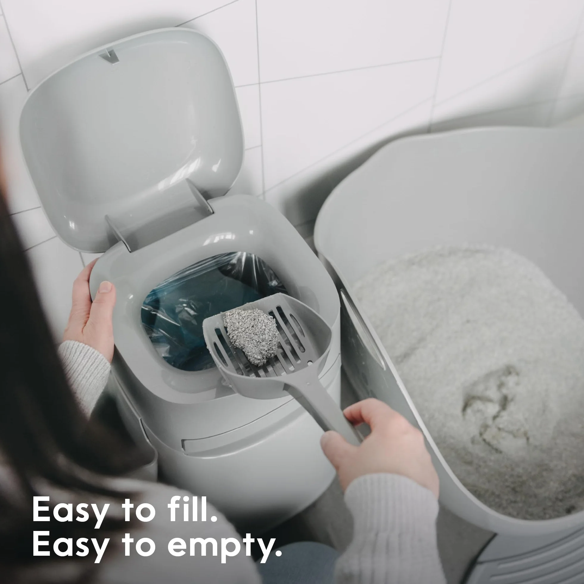 Litter Genie system utylizacji żwirek dla kotów, łatwe zwijanie wiaderka, kontrola zapachu, 1 wkład z 24 torbami