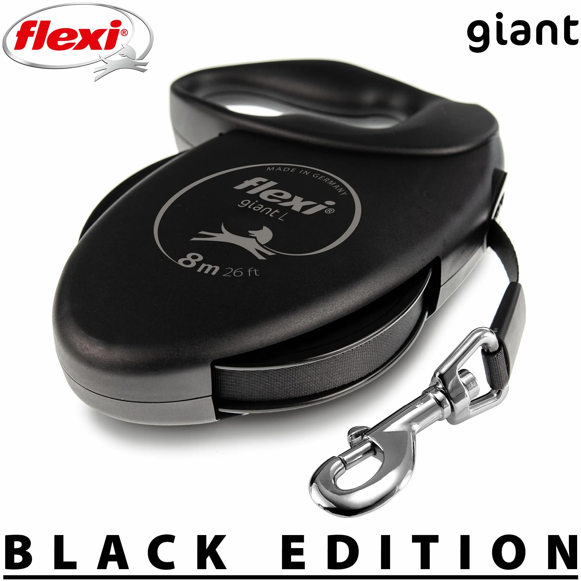 flexi® Giant Black Edition pasek 8 m, czarny, smycz zwijana dla psów do 50 kg
