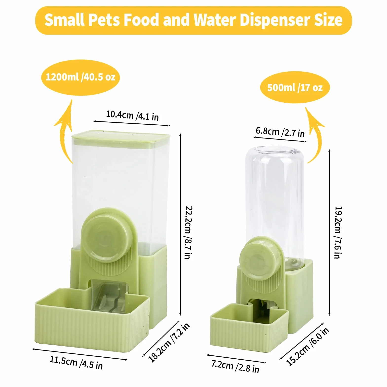 Wiszący automatyczny dozownik wody dla zwierząt 2w1 1200ml 500ml zielony