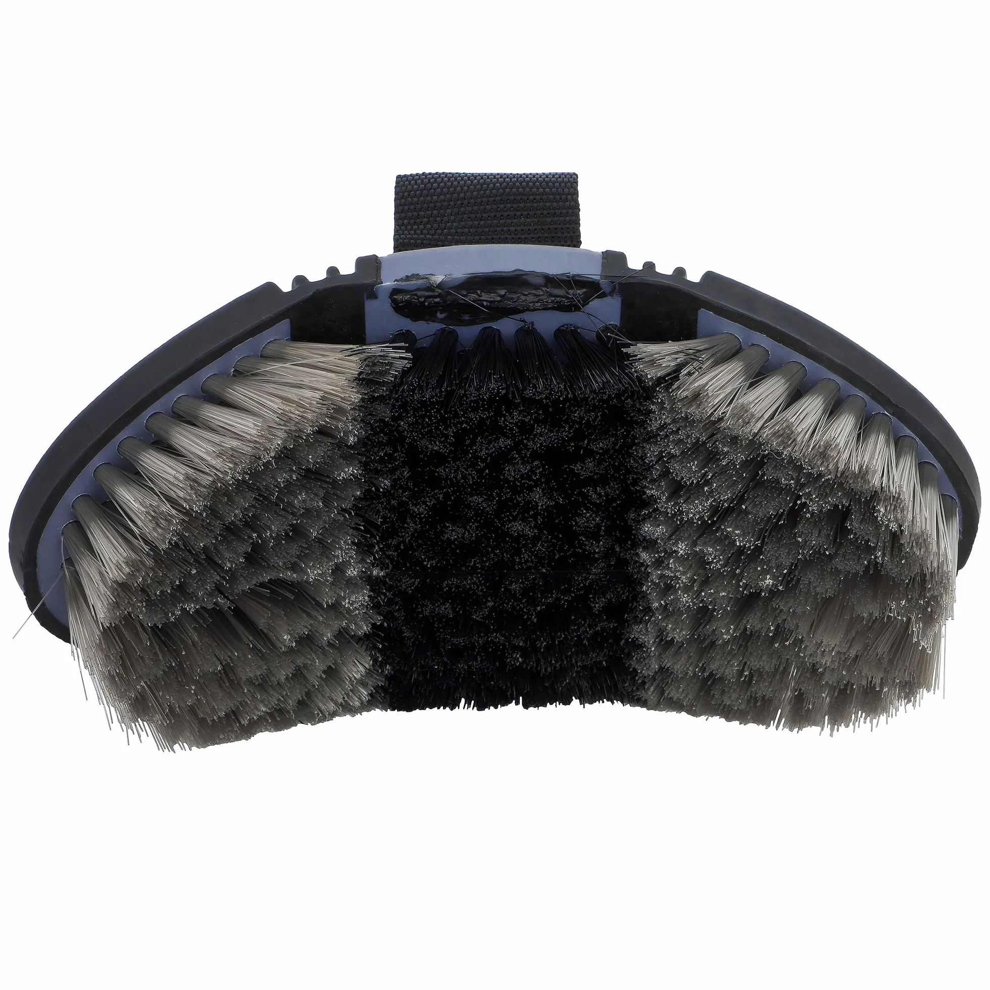 START FlexiBrush szczotka do konia, elastyczna szczotka do pielęgnacji sierści, ergonomiczna, z paskiem na rękę, idealna do wrażliwej skóry konia (czarny/szary)