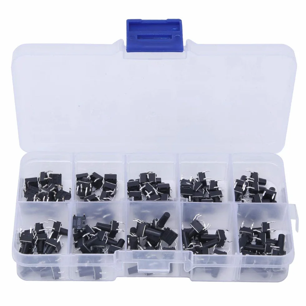 100 Sztuk Przełącznik Micro Tact 10 wartość 6x6x4.3-13mm Dotykowy Przełącznik Wciskany Wodoodporny Przycisk Taktu Przełączniki Zestaw Asortymentowy