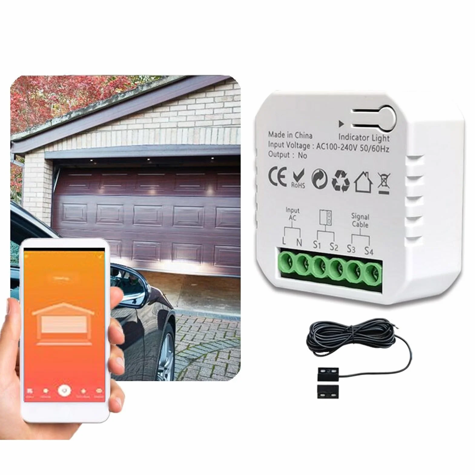 Zestaw do Otwierania Drzwi Garażowych, Zdalne Sterowanie Głosowe APP WiFi Inteligentny Kontroler Drzwi Garażowych dla Tuya Zigbee 100-240V