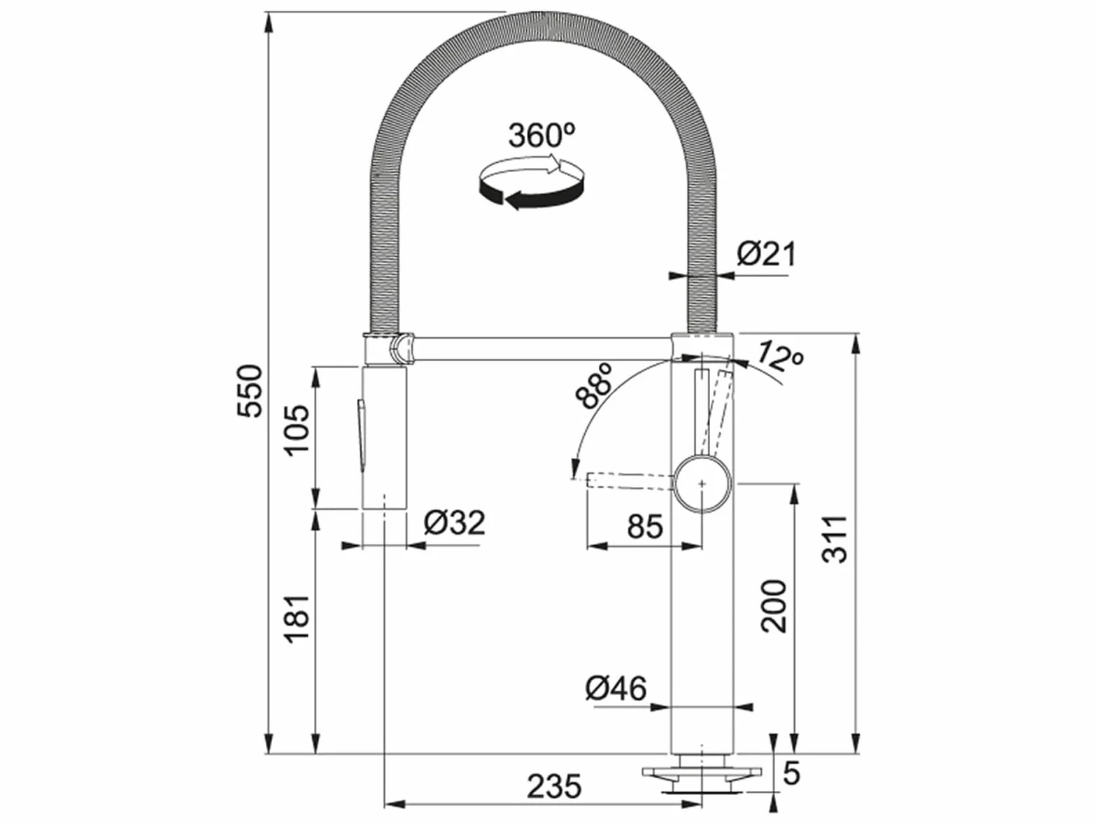 Franke PESCARA XL SEMI-PRO 115.0472.959 armatura do zlewozmywaka, stal szlachetna