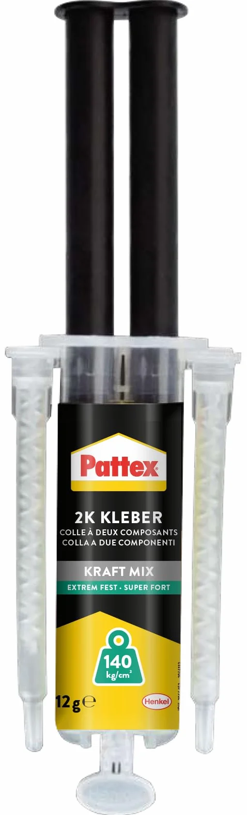Pattex Kraft-Mix bardzo mocny, bardzo mocny klej z żywicy epoksydowej o wysokiej wytrzymałości końcowej, masa modelarska do prawie każdego materiału, przezroczysta plastelina, 1 x 12 g