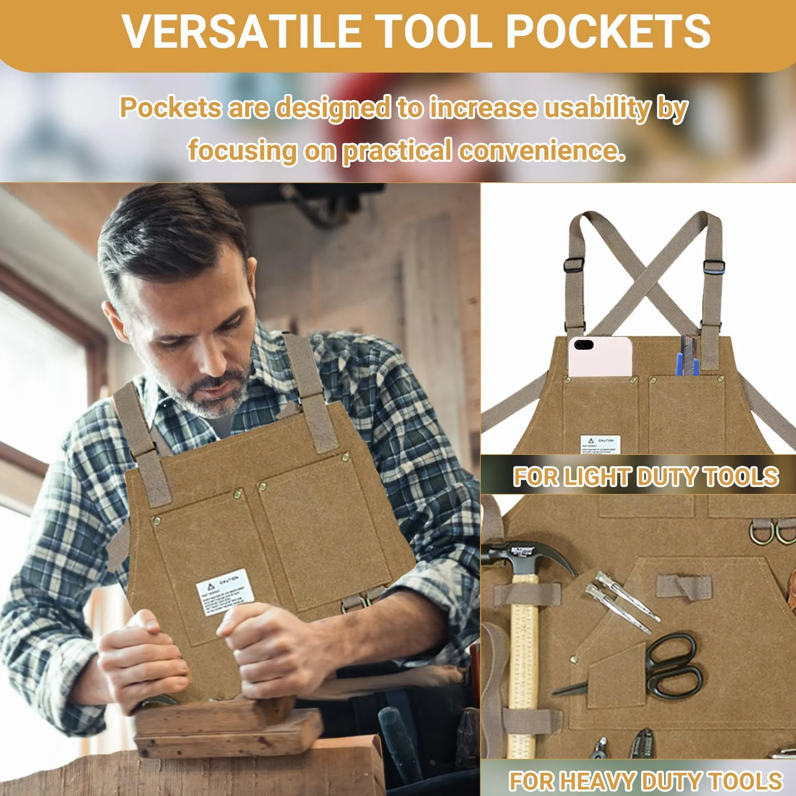 Fartuch roboczy spawalniczy męski regulowany Canvas Cross Back z dużymi kieszeniami