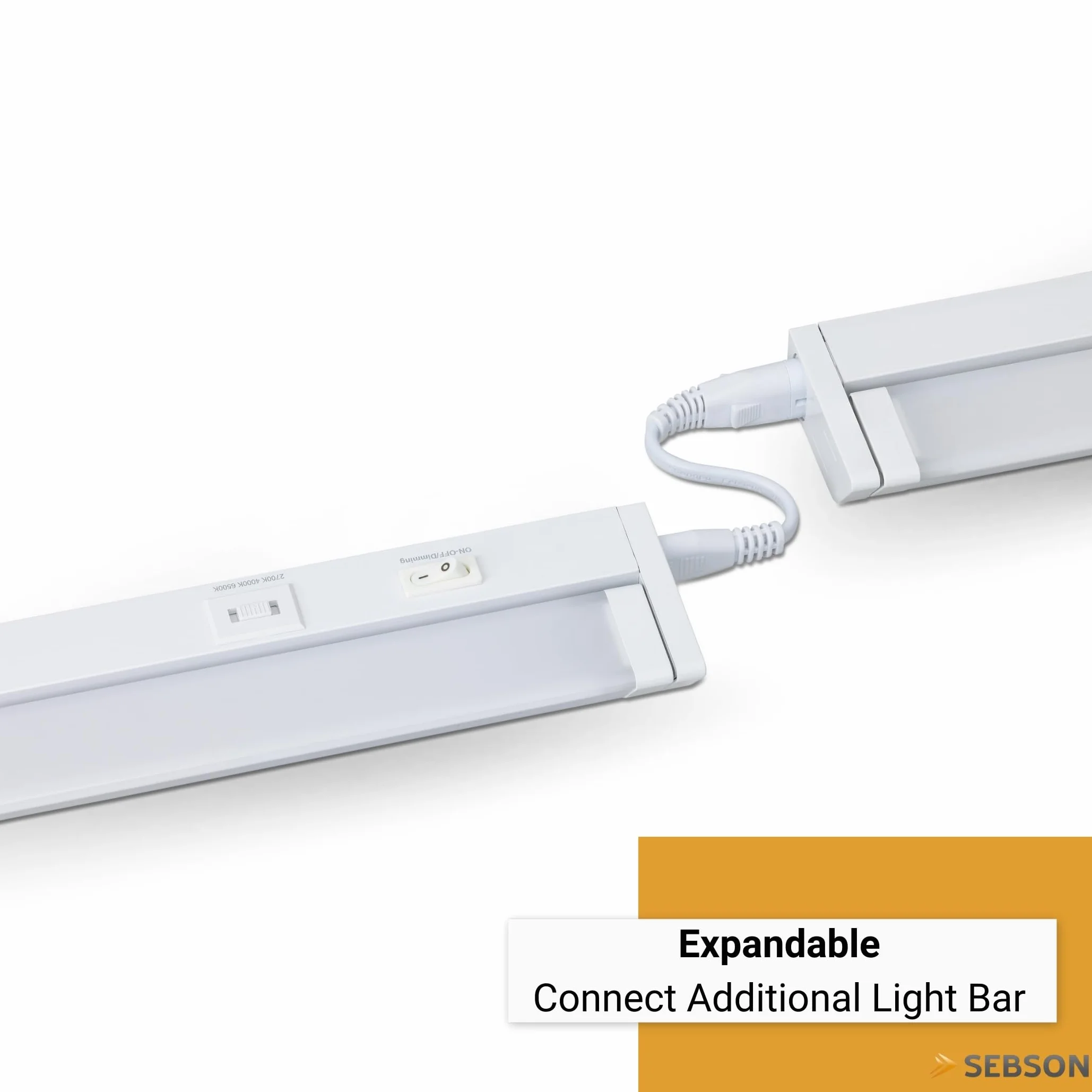 SEBSON Lampa podszafkowa LED do kuchni, 30 cm, możliwość ściemniania, 3 kolory światła 2700 K/4000 K/6500 K, wychylna, przełącznik i wtyczka 230 V, listwa świetlna z możliwością przedłużenia