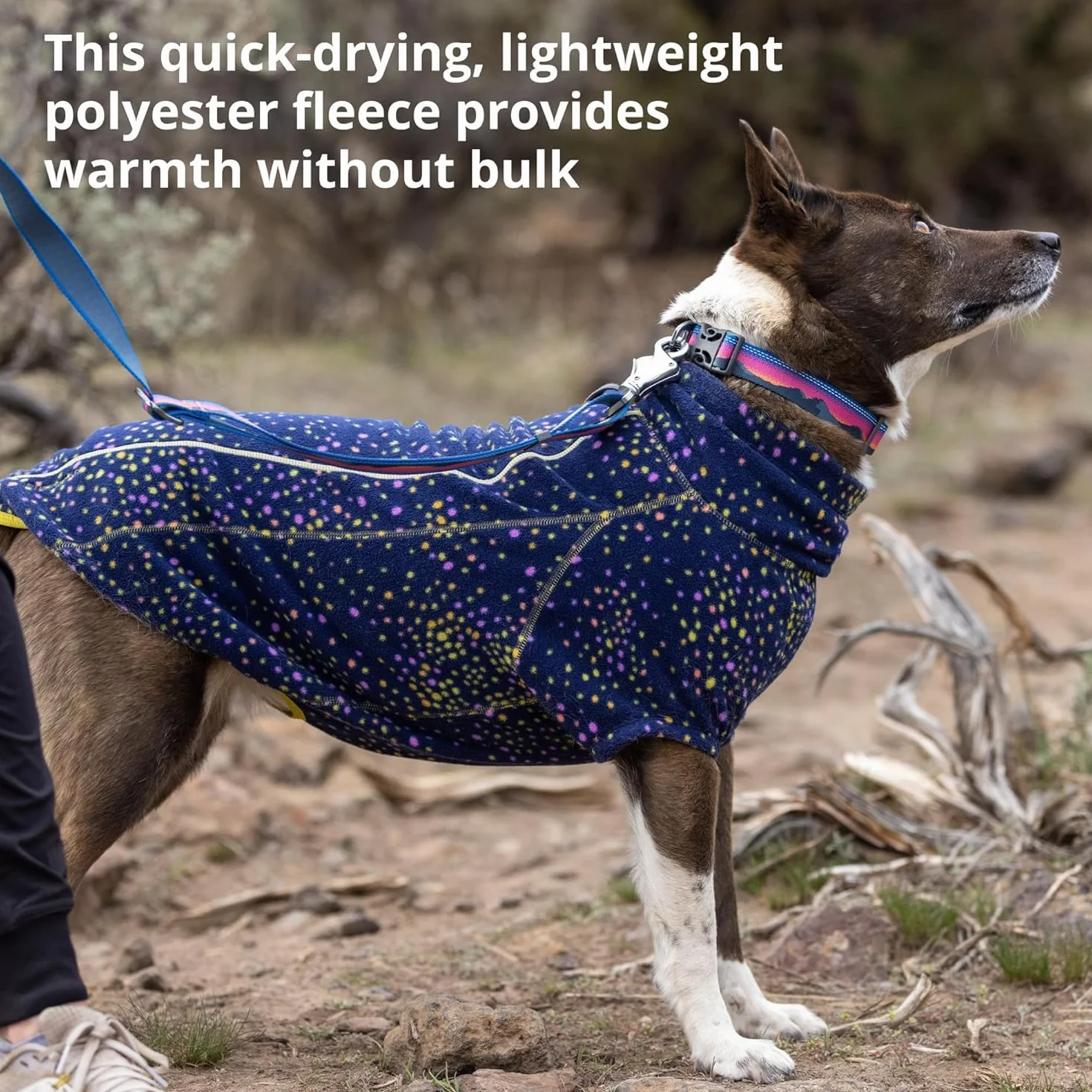 RUFFWEAR Kurtka polarowa Climate Changer, duża kurtka dla psa z zamkiem, wysokiej jakości ciepła kamizelka dla zwierząt domowych do spacerów i biegania na szlakach, Galaxy
