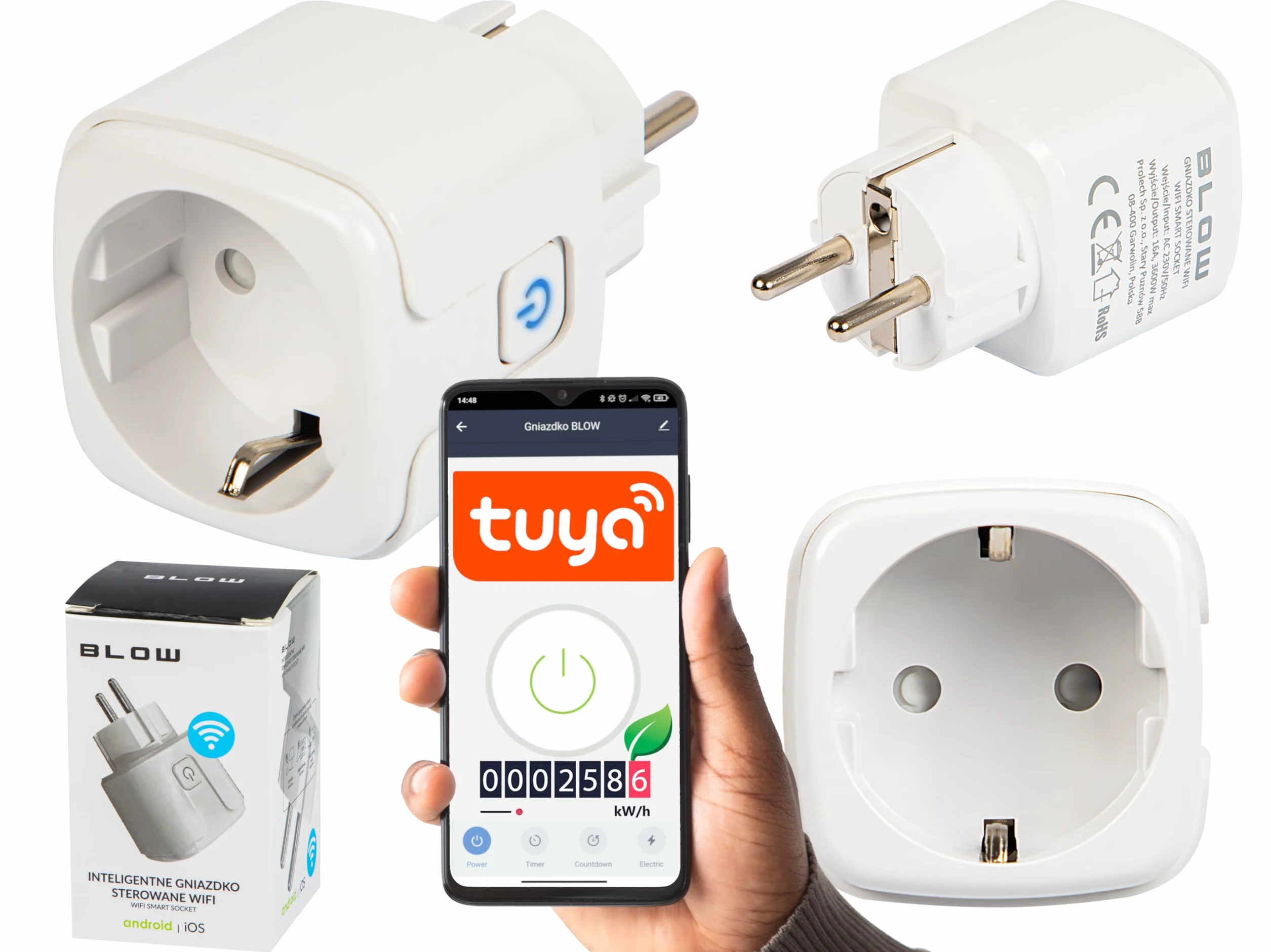 BLOW Inteligentne gniazdko sterowane WiFi TUYA V3 białe
