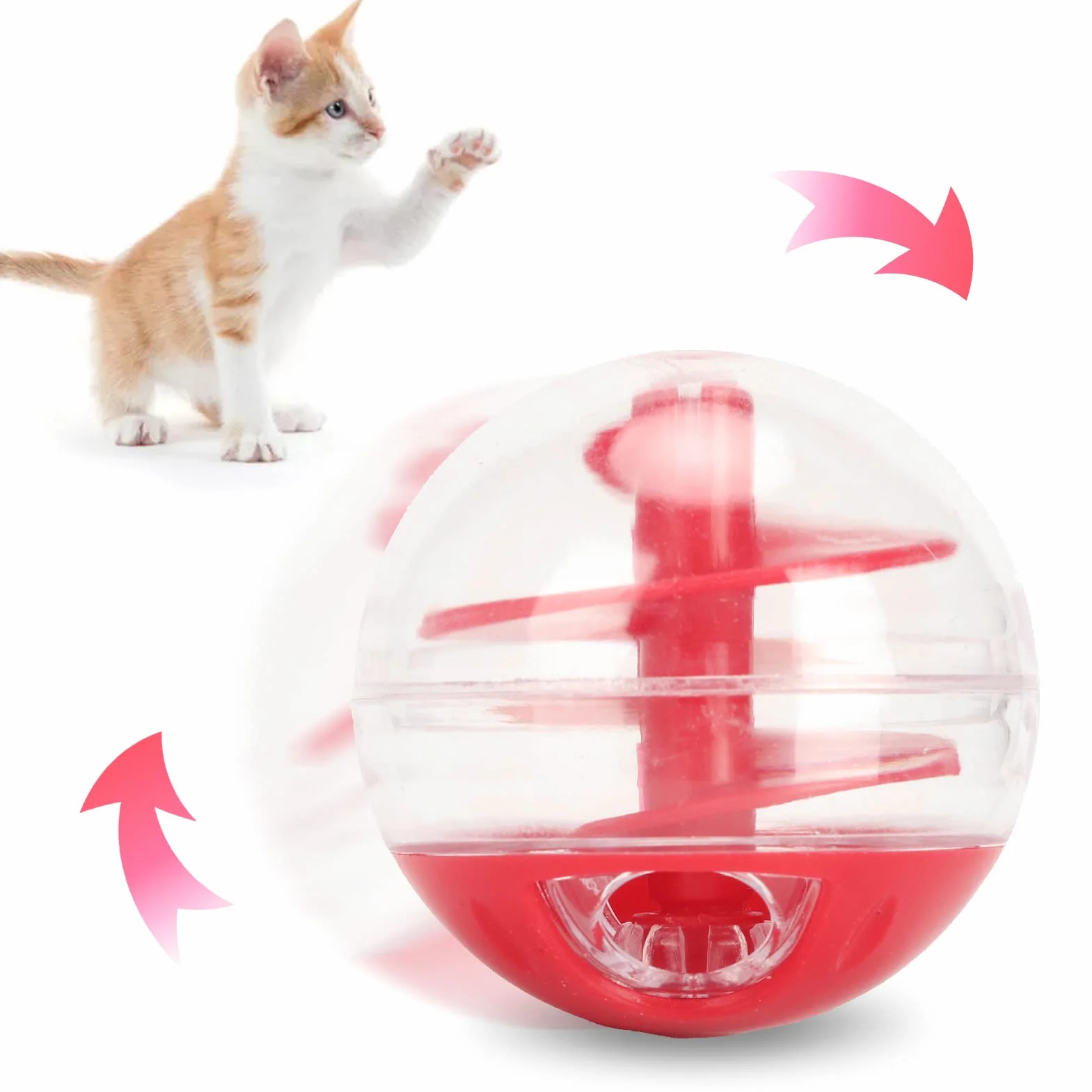 Zabawkowa Piłka do nieszczelnej karmy dla kotów, Interaktywny powolny podajnik, Puzzle Ball dla kotów, Dozownik smakołyków, Zabawka dla znudzonych kotów, Uśmierza nudę,