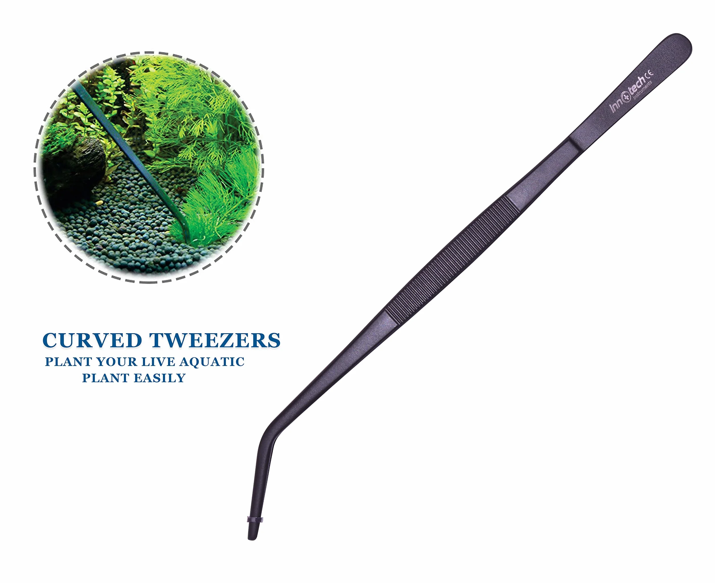 Innotech Aquascaping zestaw do czyszczenia akwarium, czarny kompletny zestaw narzędzi do pielęgnacji terrarium, ze stali szlachetnej (pęseta, nożyczki do roślin, szpatułka do żwiru)