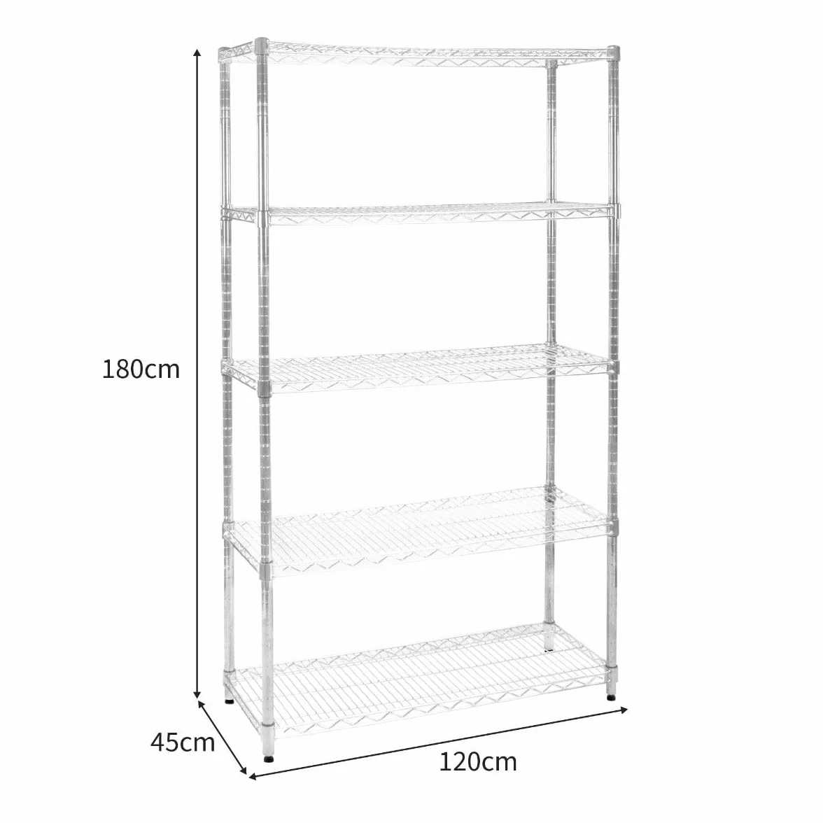 Półka druciana metalowa 1000 kg 45x120x180 cm srebrny chrom
