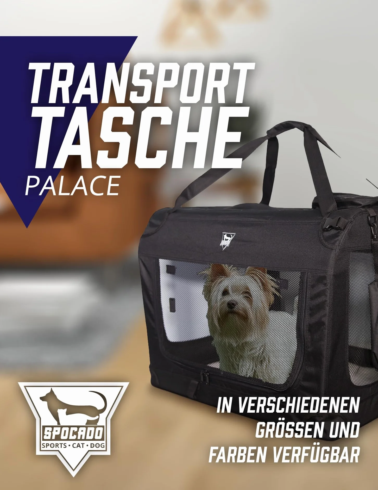 Palace torba transportowa dla psów i małych zwierząt – wszechstronne otwory, podwójne uchwyty do noszenia, optymalny dopływ świeżego powietrza – dostępne różne warianty (czarna, 60 x 42 x 42