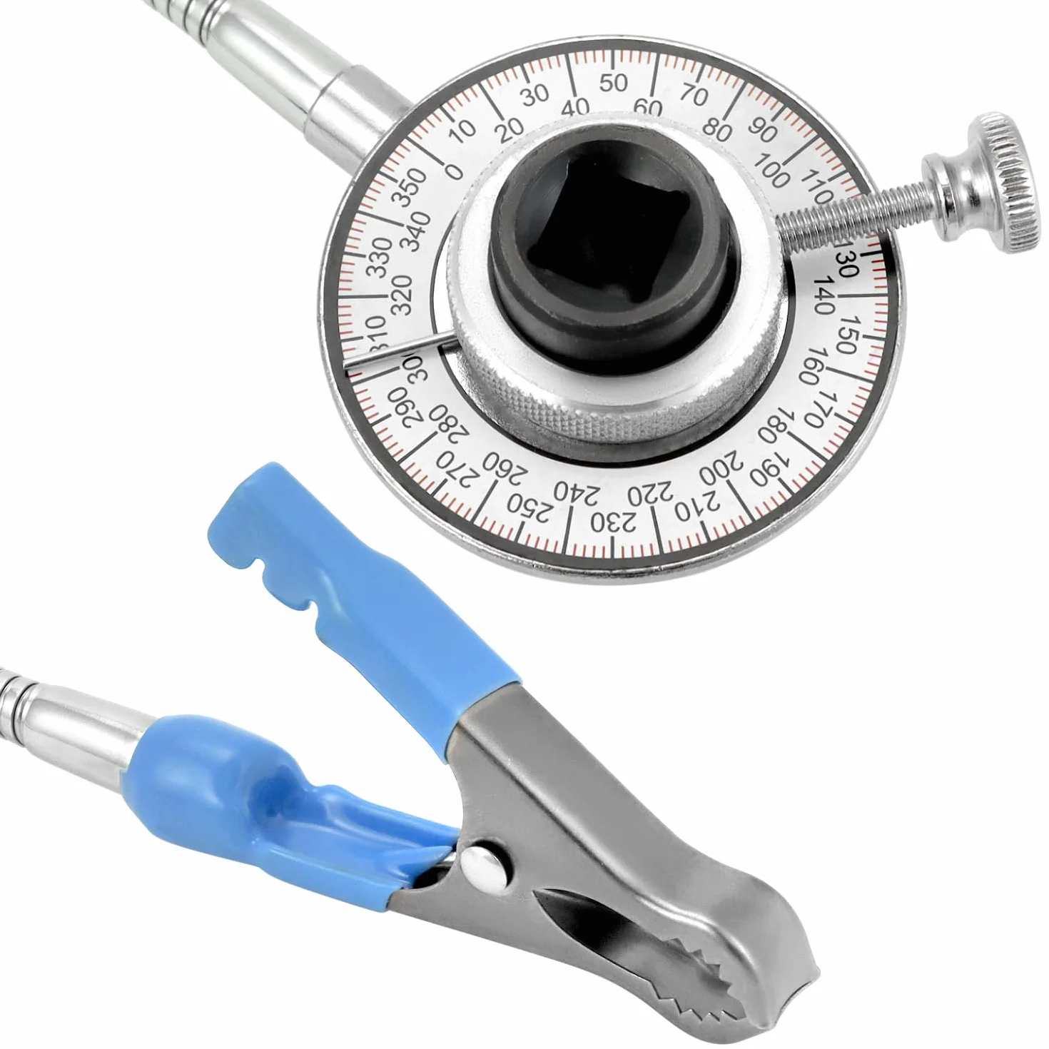 QWORK 1/2" obrotowy miernik kątowy z ramieniem magnetycznym i obrotowym