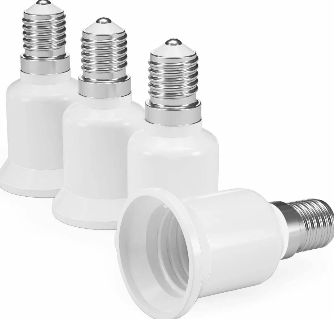 Voarge 4 sztuki oprawki do lampy z gwintem E14 na gwint E27 do żarówek halogenowych LED energooszczędne białe
