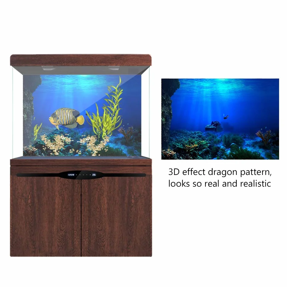 FILFEEL Tło akwarium, dekoracje rybne, obrazy, efekt 3D, PVC, samoprzylepny plakat, podwodny świat, tło, dekoracja, naklejki papierowe, 61 x 30 cm
